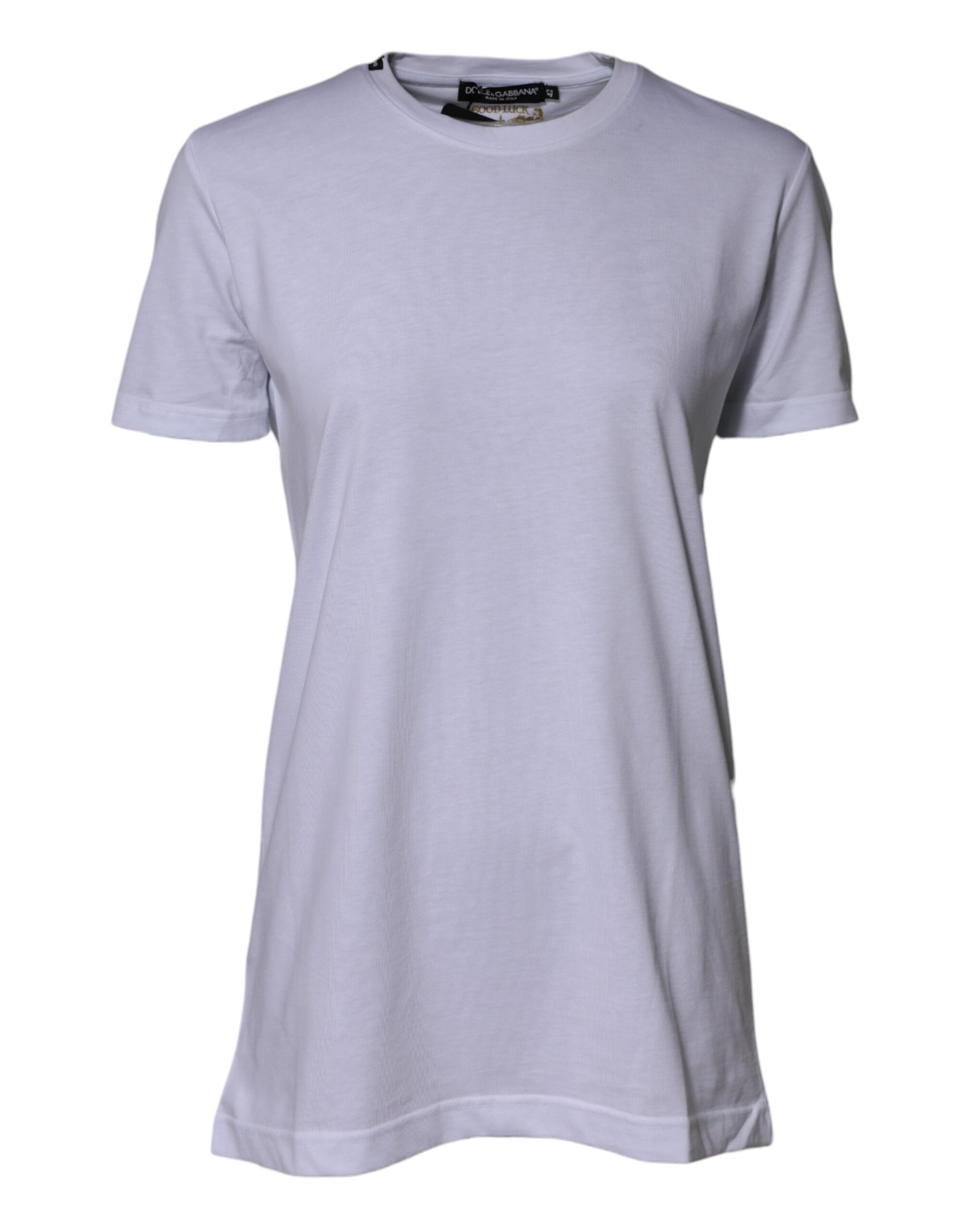 Dolce & Gabbana White Cotton Goodluck 2023 Crew NeckT-shirt