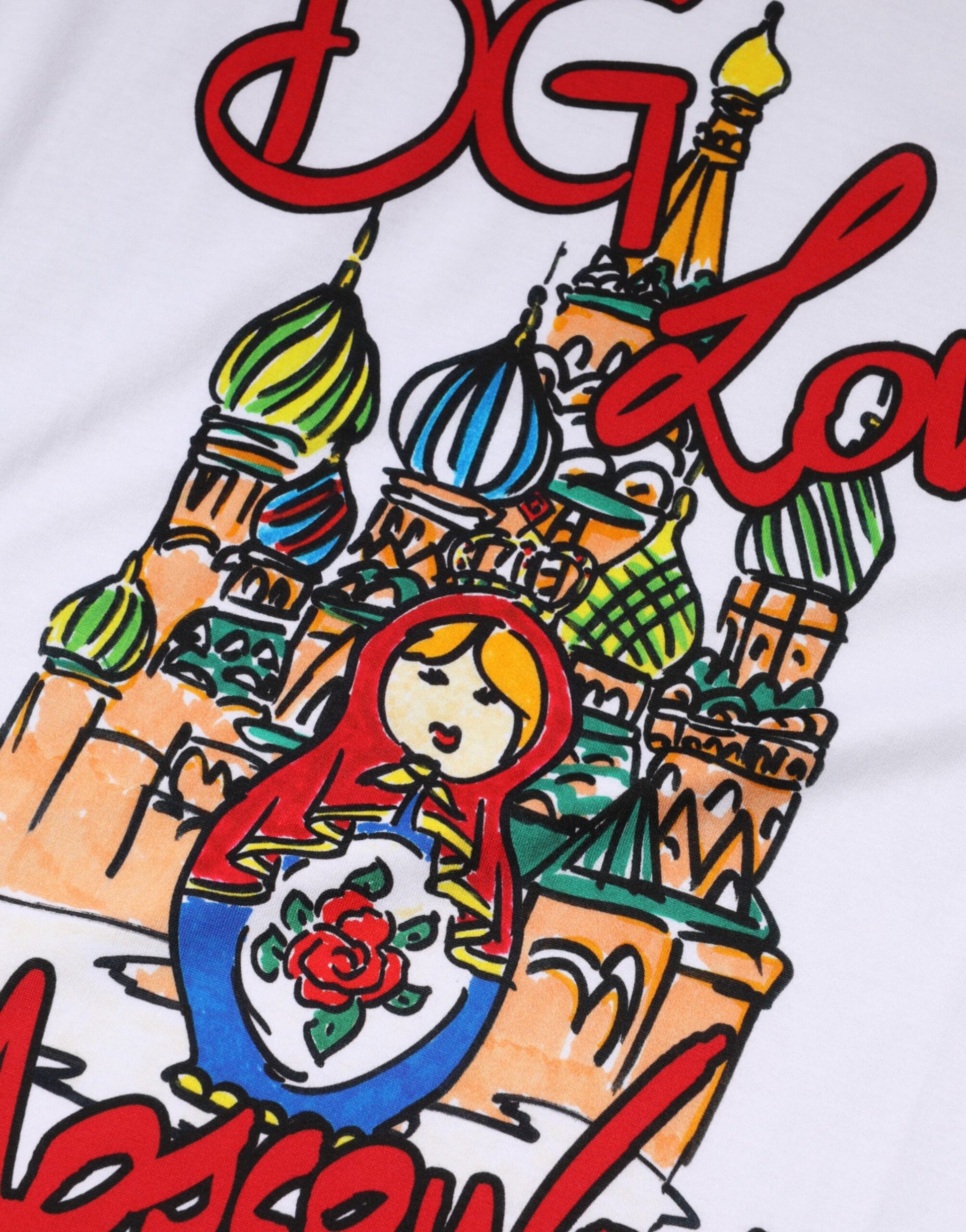 Dolce & Gabbana White DG Loves Moscow Crew Neck T-shirt