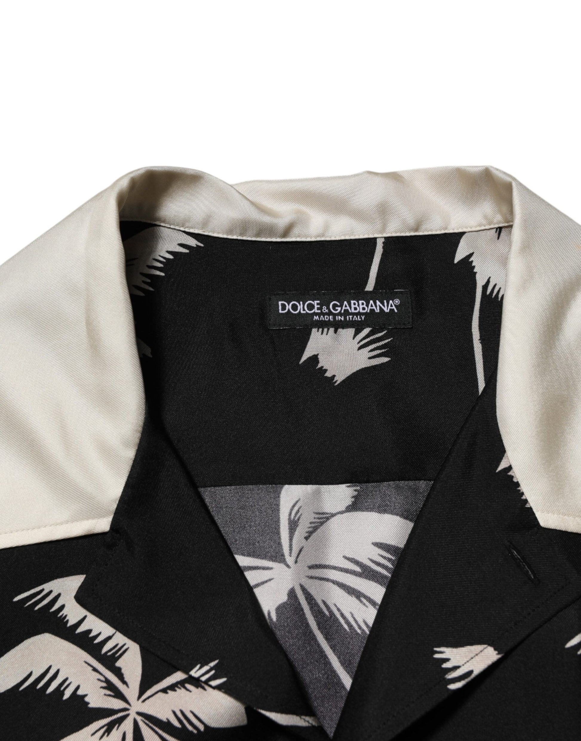 Dolce & Gabbana Black Printed Silk Short Sleeves Casual Shirt