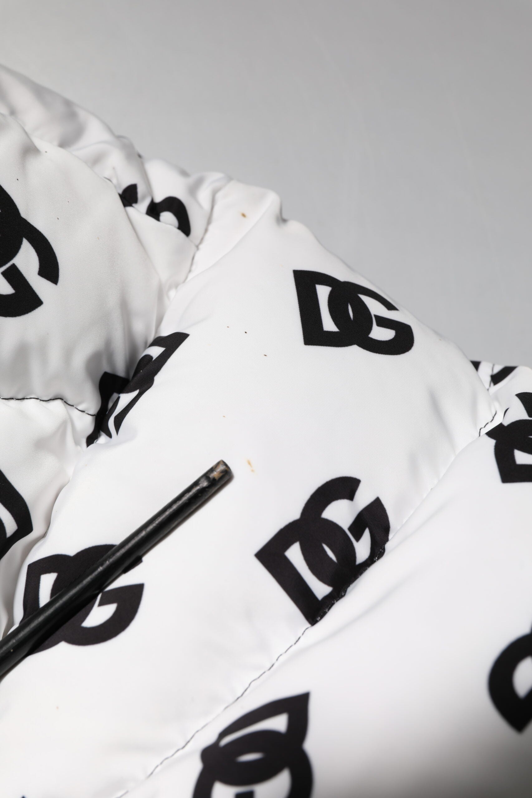 Dolce & Gabbana White DG Monogram Full Zip Quilted Jacket