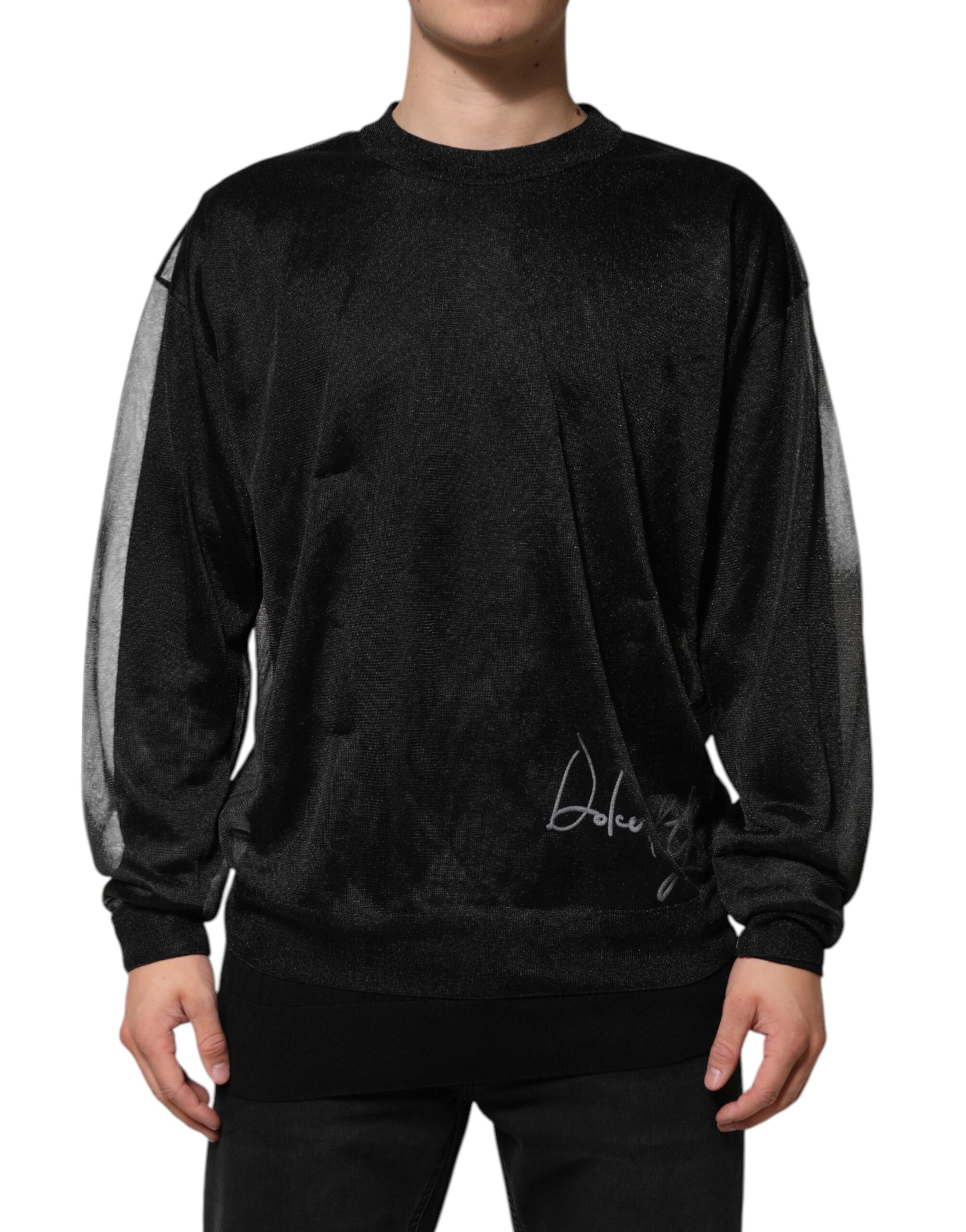 Dolce & Gabbana Black Polyester Pullover Sweatshirt Sweater