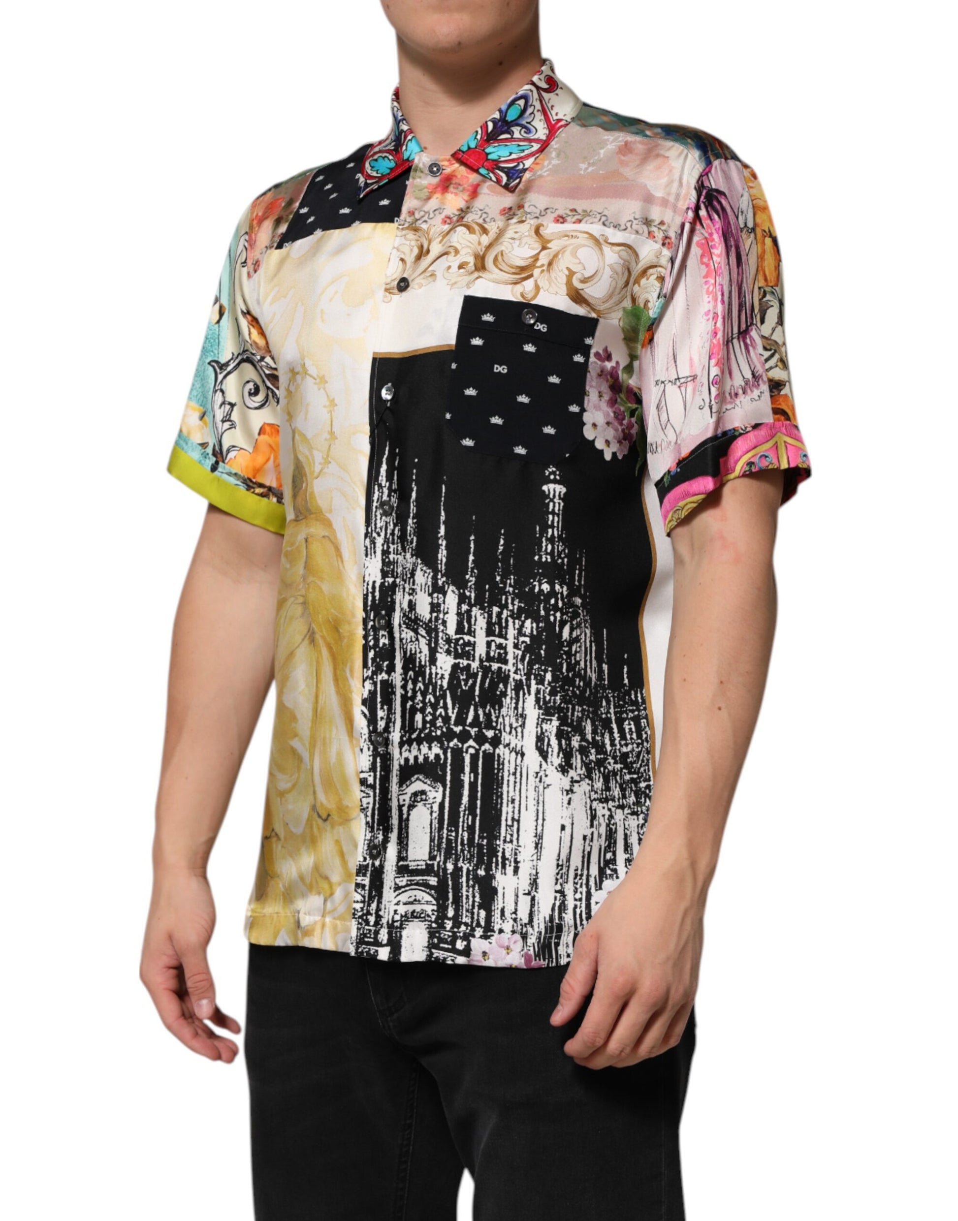 Dolce & Gabbana Multicolor Printed Button Down Casual Shirt