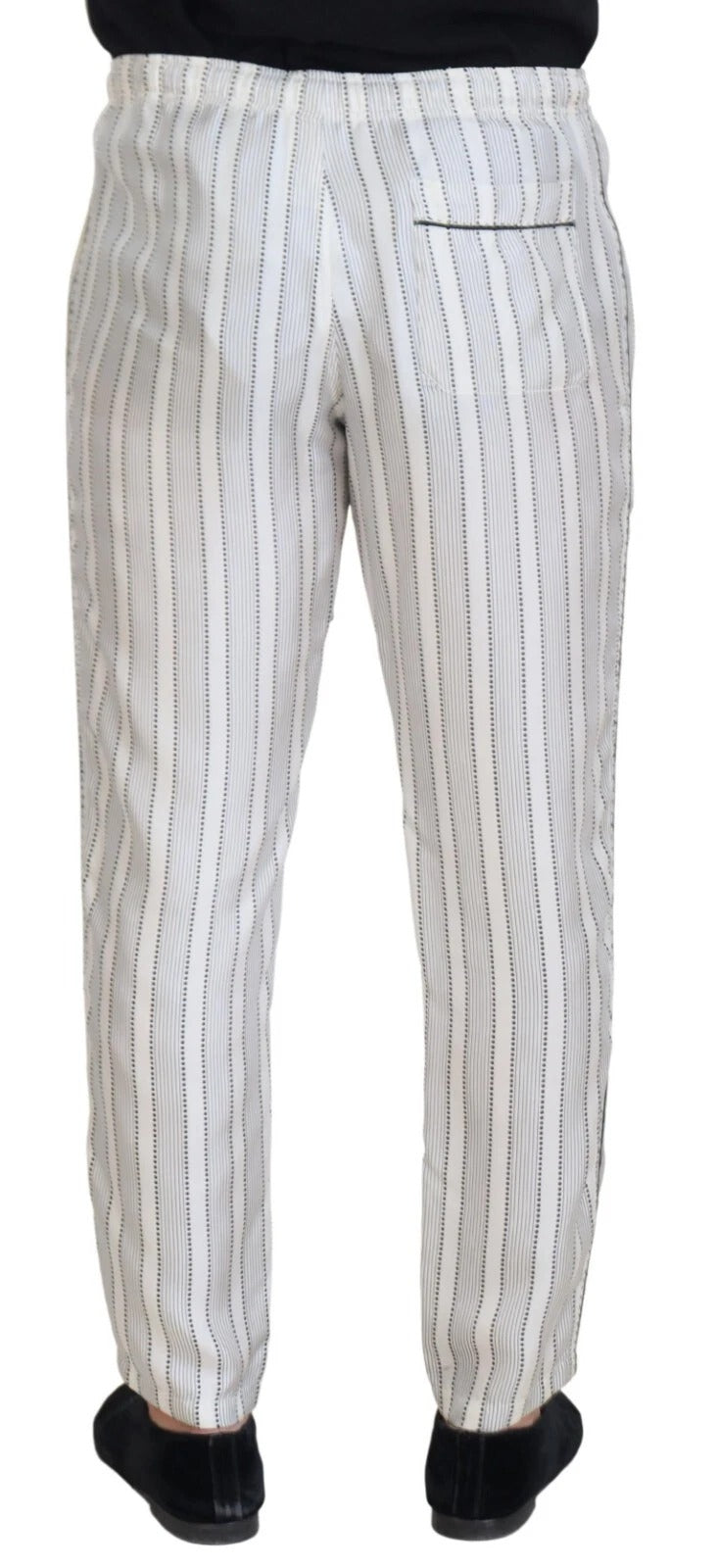 Dolce & Gabbana White Stripes Silk Lounge Trouser Pants