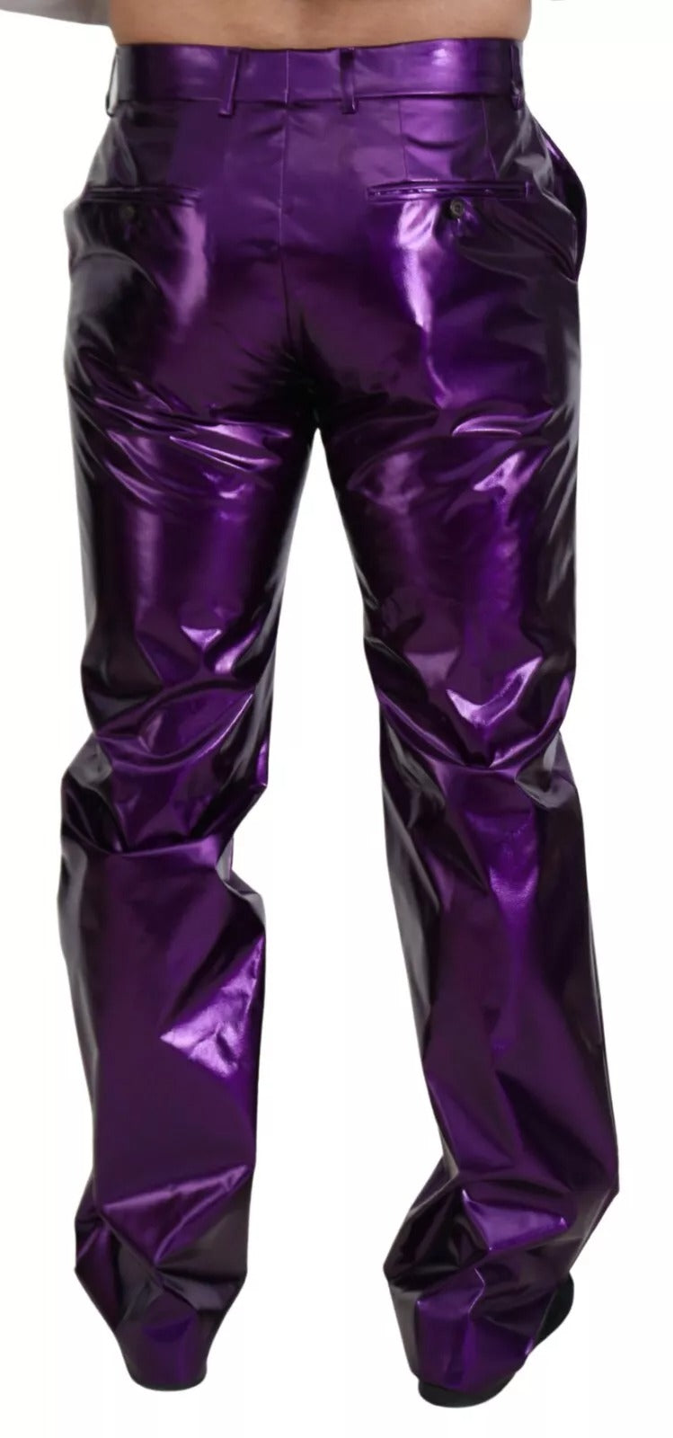 Dolce & Gabbana Purple Metallic Nylon Straight Trouser Pants