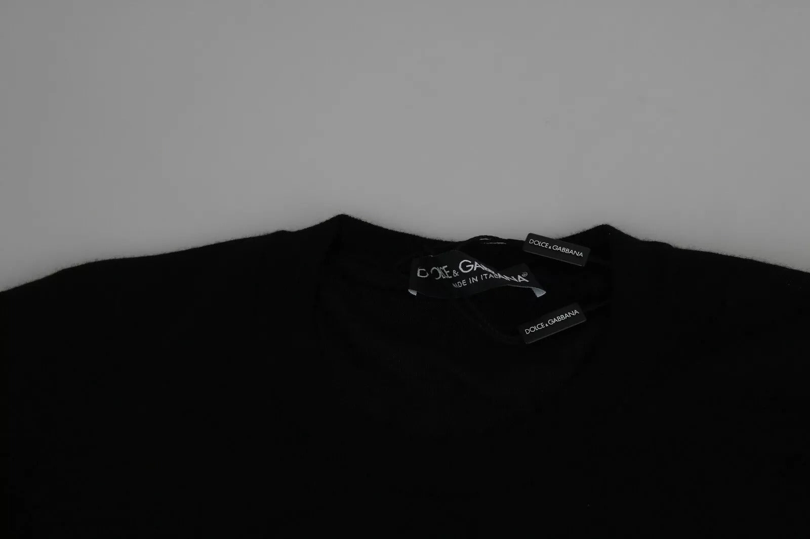 Dolce & Gabbana Black Cashmere Crewneck Pullover Sweater