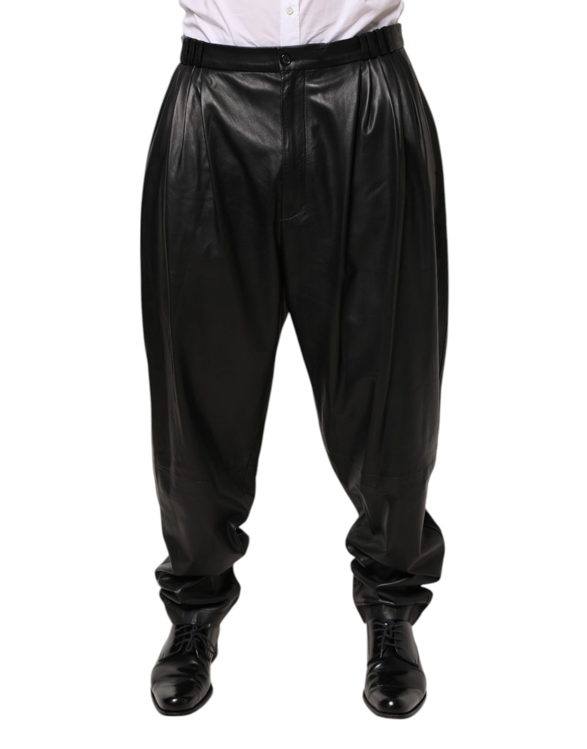 Dolce & Gabbana Black Lamb Leather Trousers Men Pants