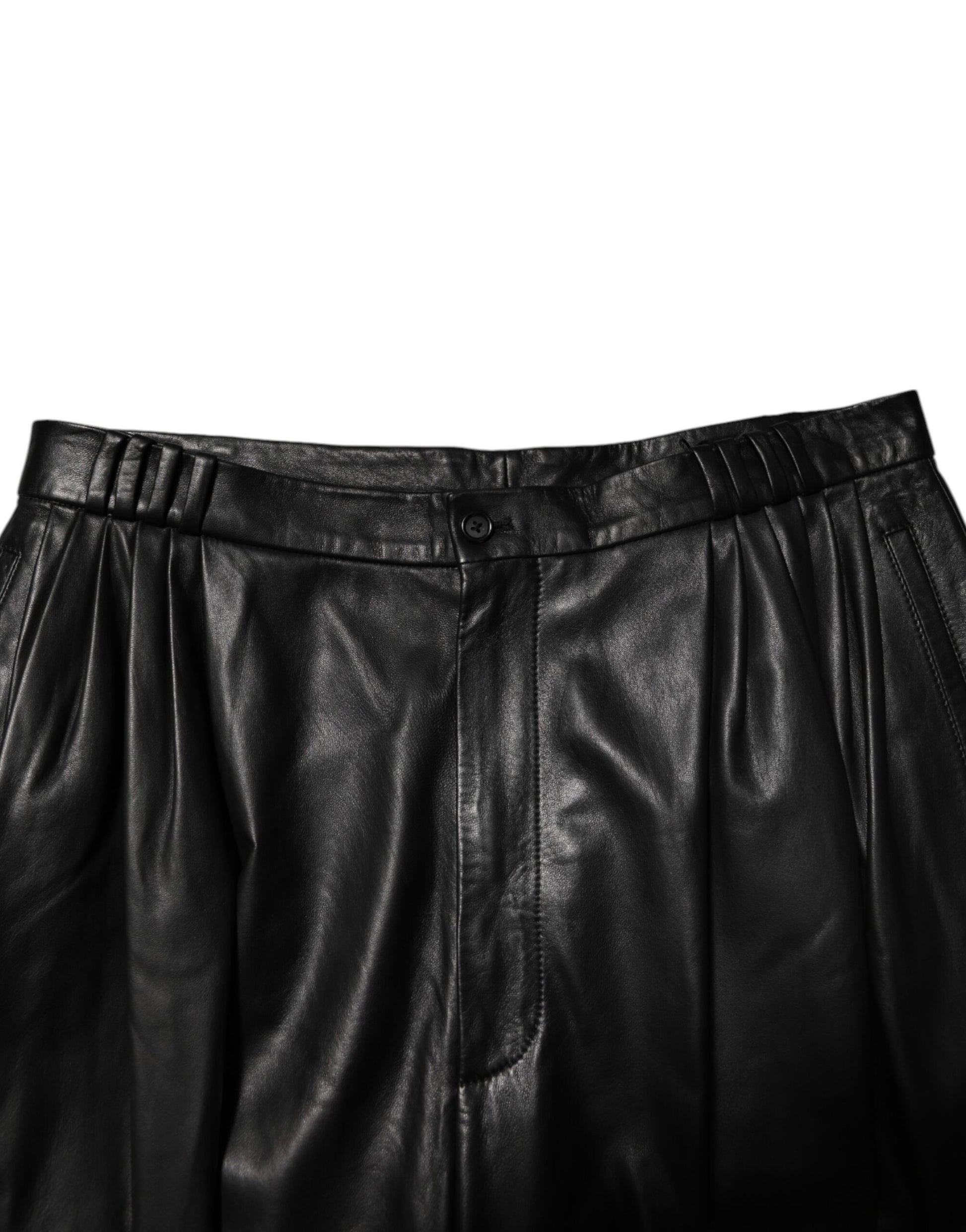 Dolce & Gabbana Black Lamb Leather Trousers Men Pants