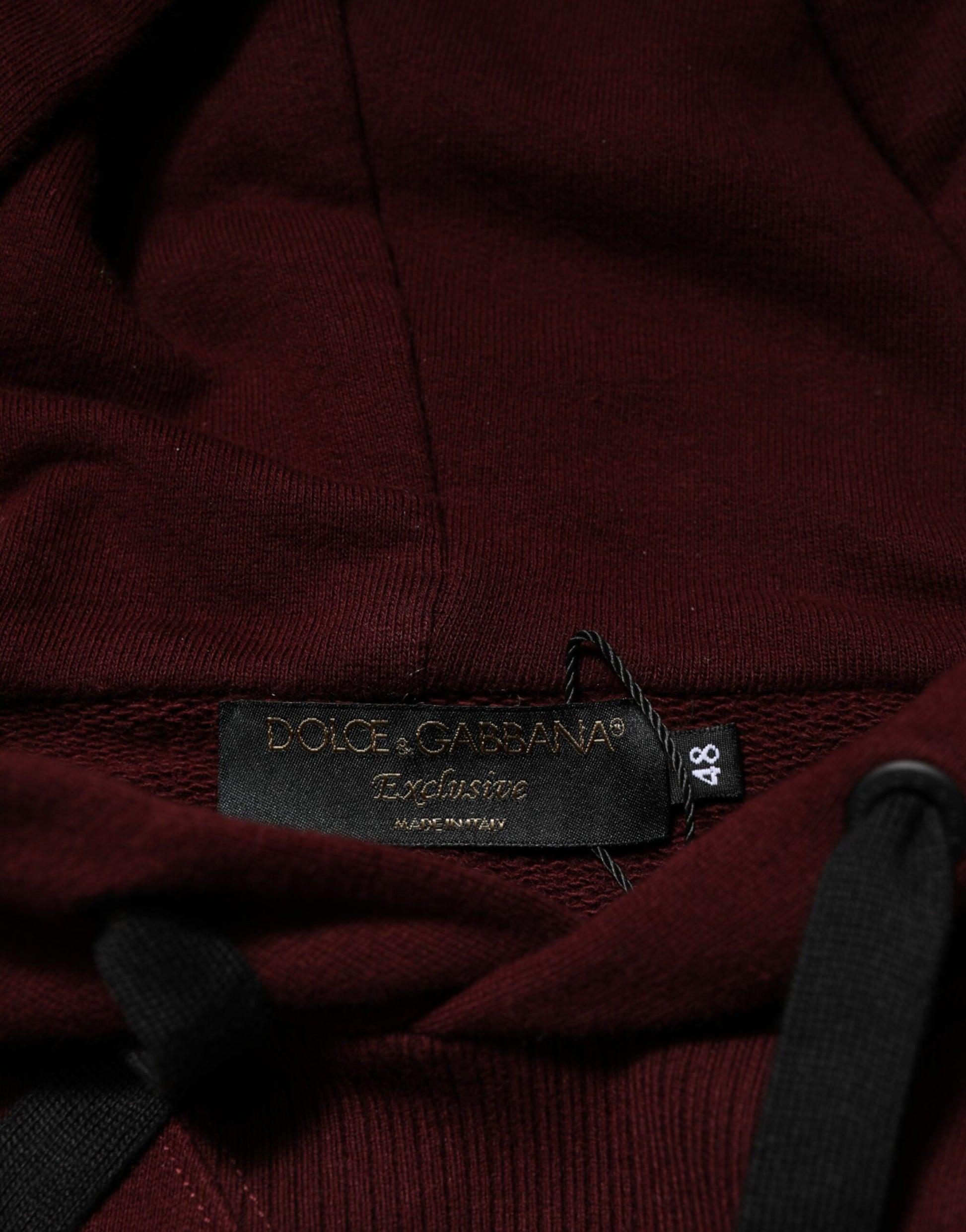 Dolce & Gabbana Burgundy Cotton Plaid Lined Men Hoodie Sweater