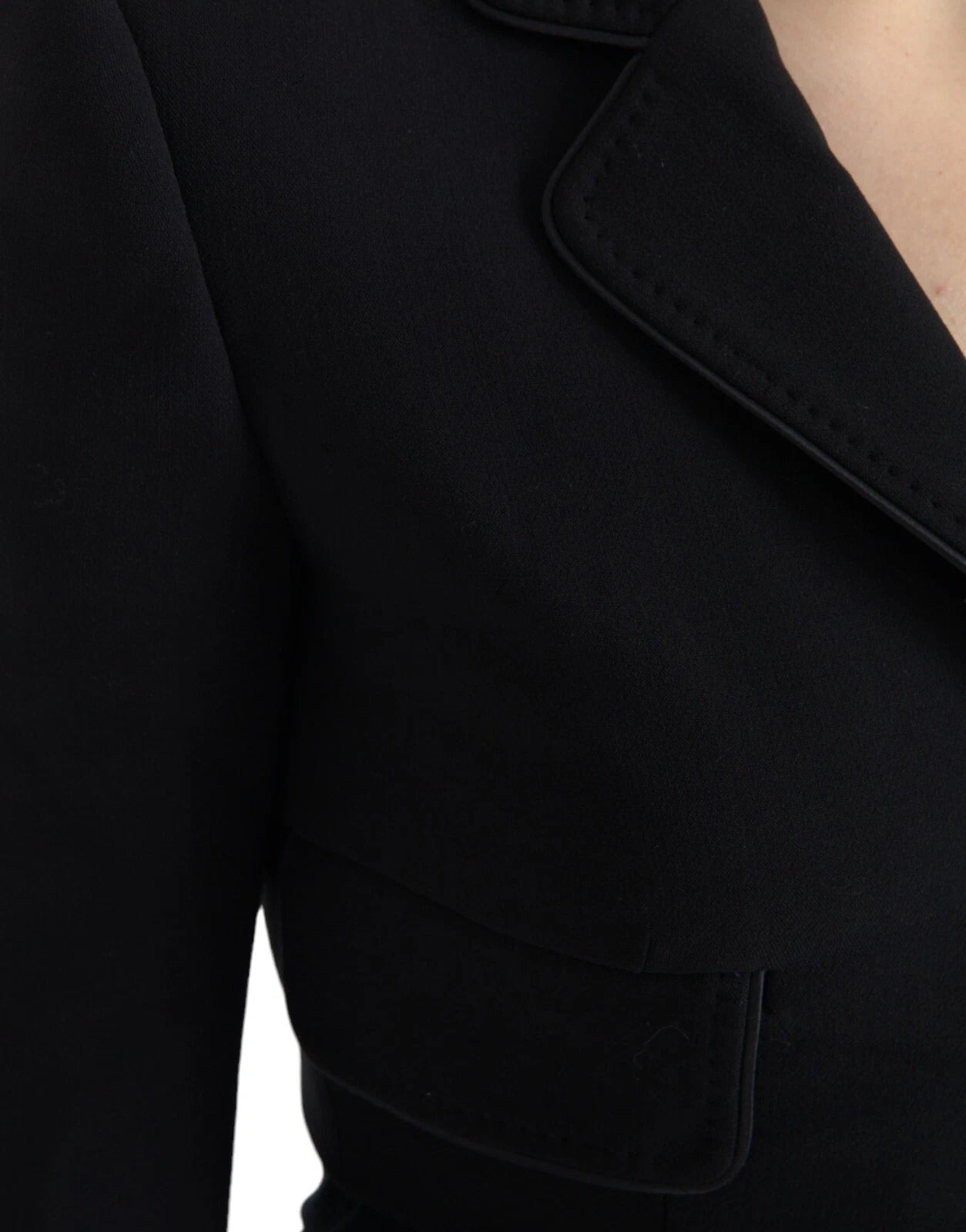 Dolce & Gabbana Black Wool Single Breasted Cropped Jacket