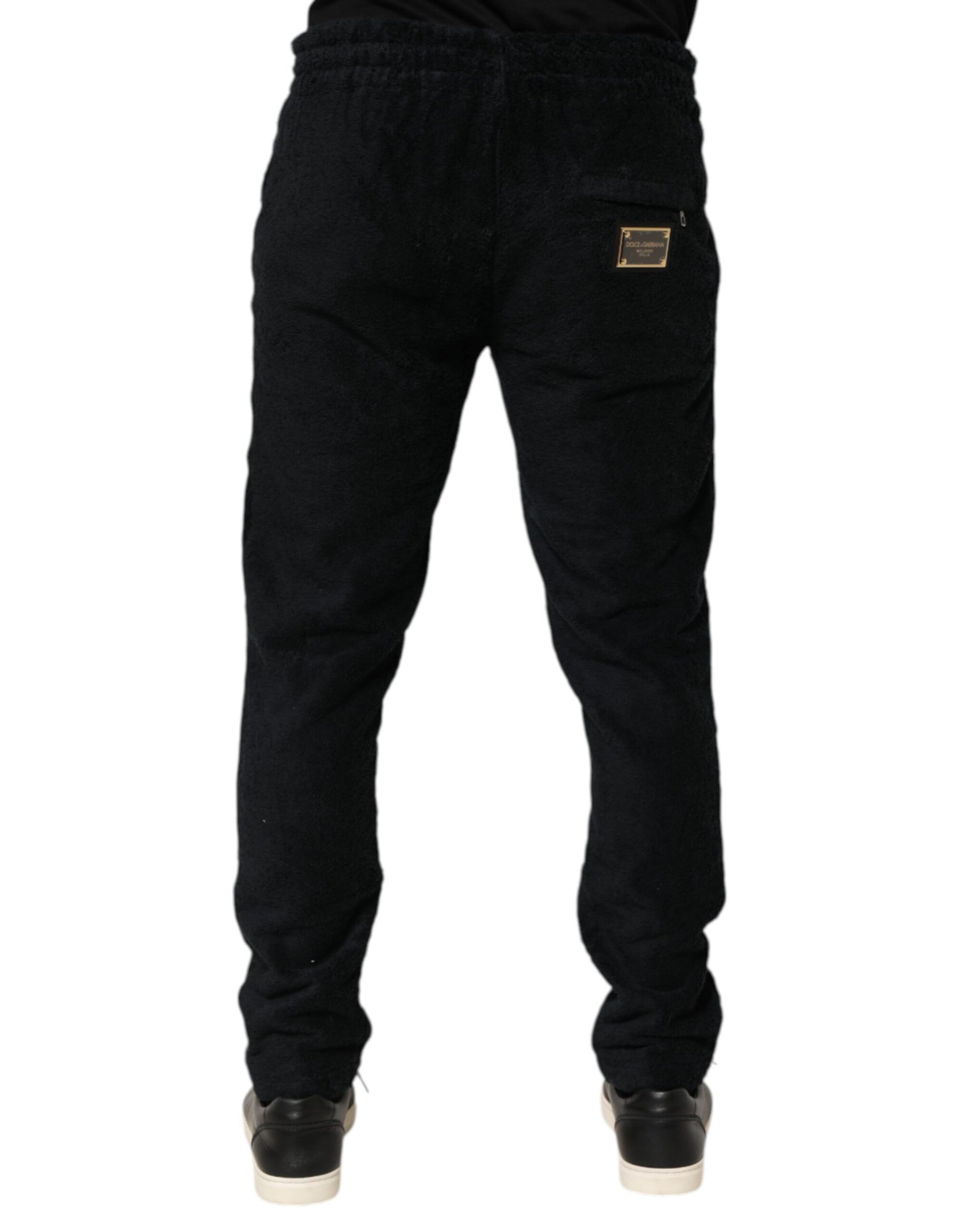 Dolce & Gabbana Black Cotton Logo Men Jogger Sweatpants Pants