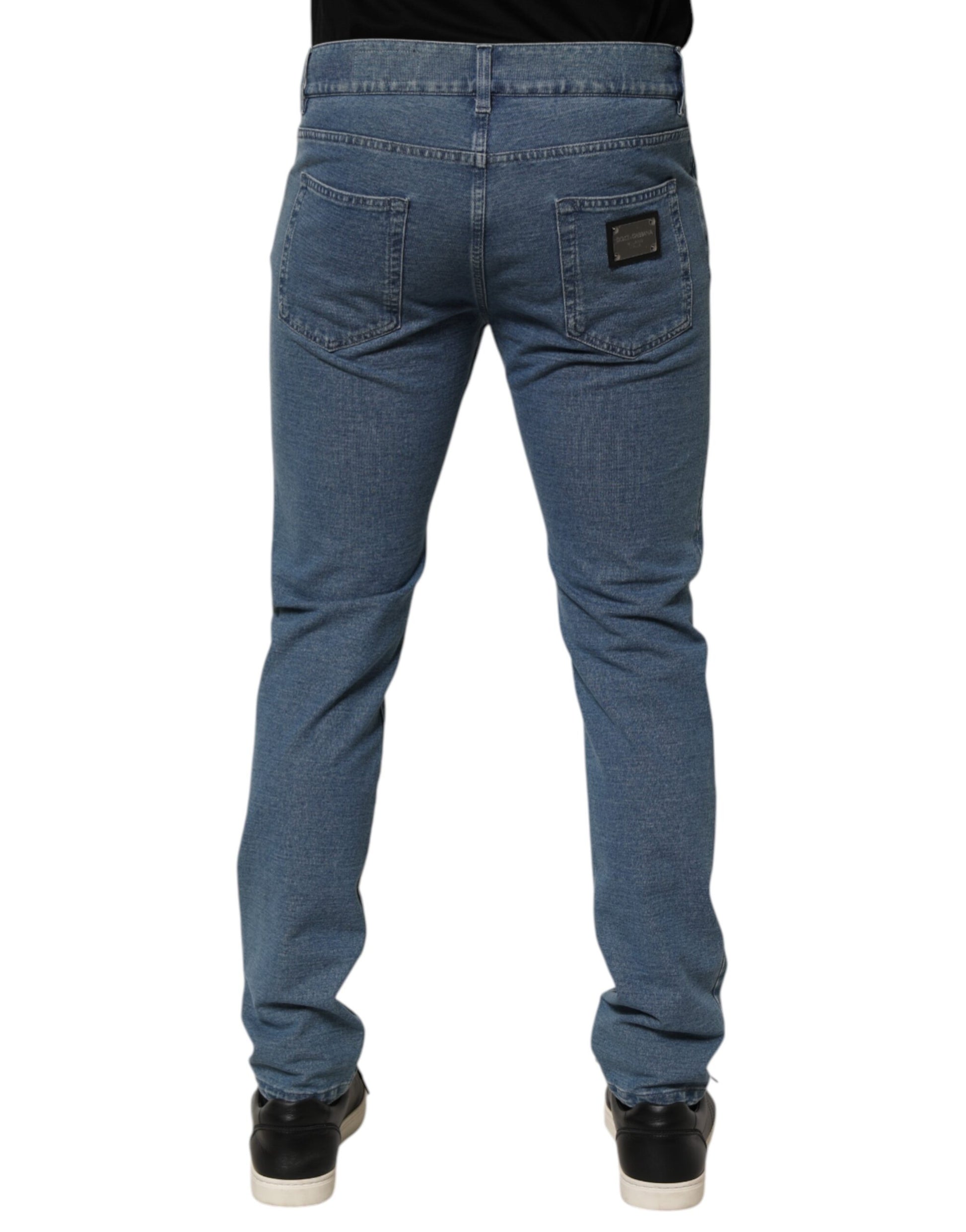 Dolce & Gabbana Blue Cotton Stretch Slim Fit Men Denim Jeans