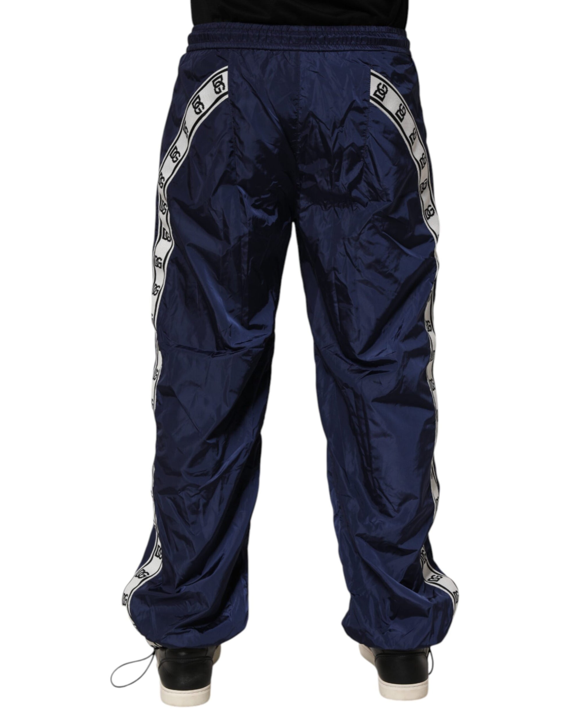 Dolce & Gabbana Blue Nylon Straight Jogger Sweatpants Pants