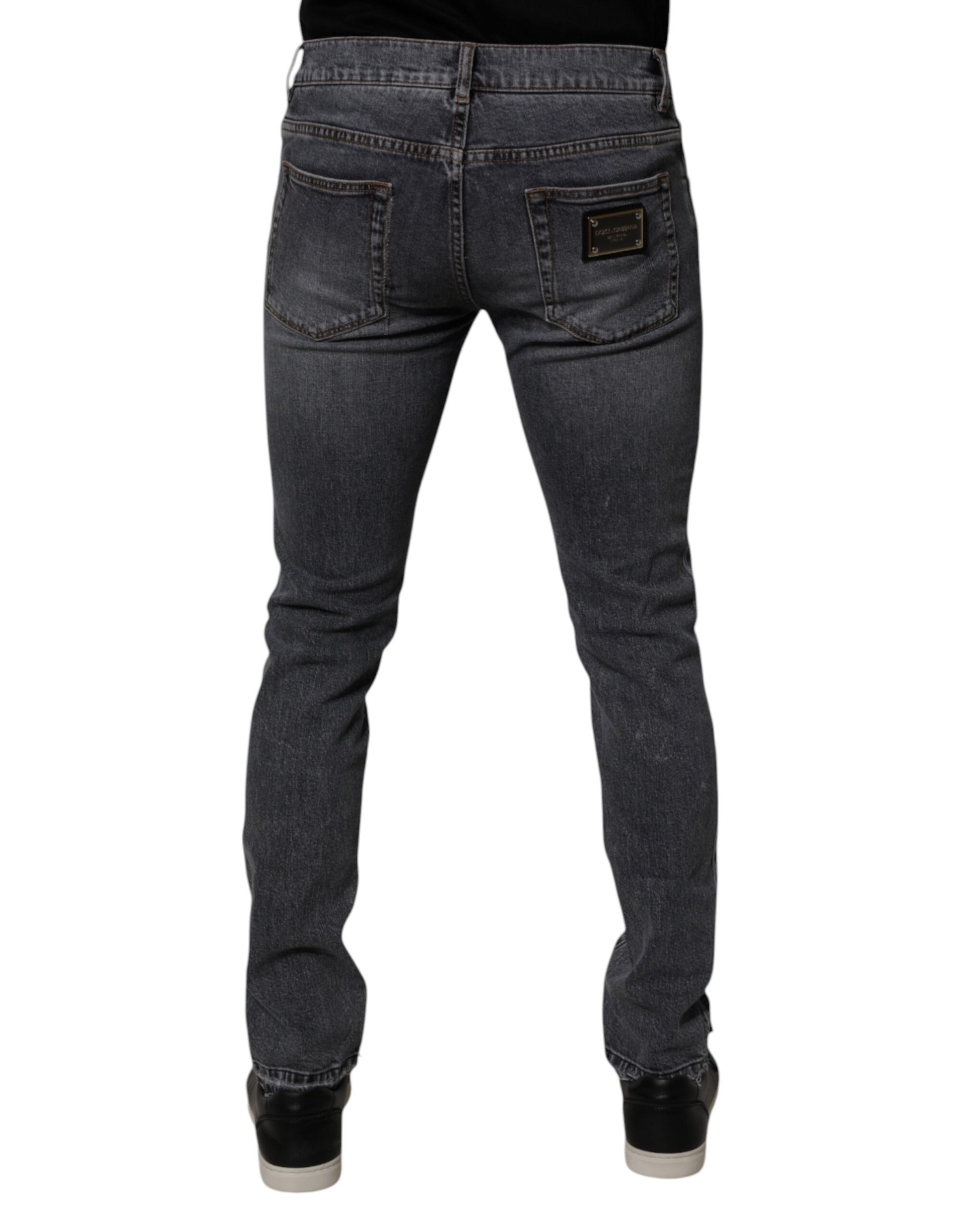 Dolce & Gabbana Dark Gray Cotton Stretch Skinny Denim Jeans