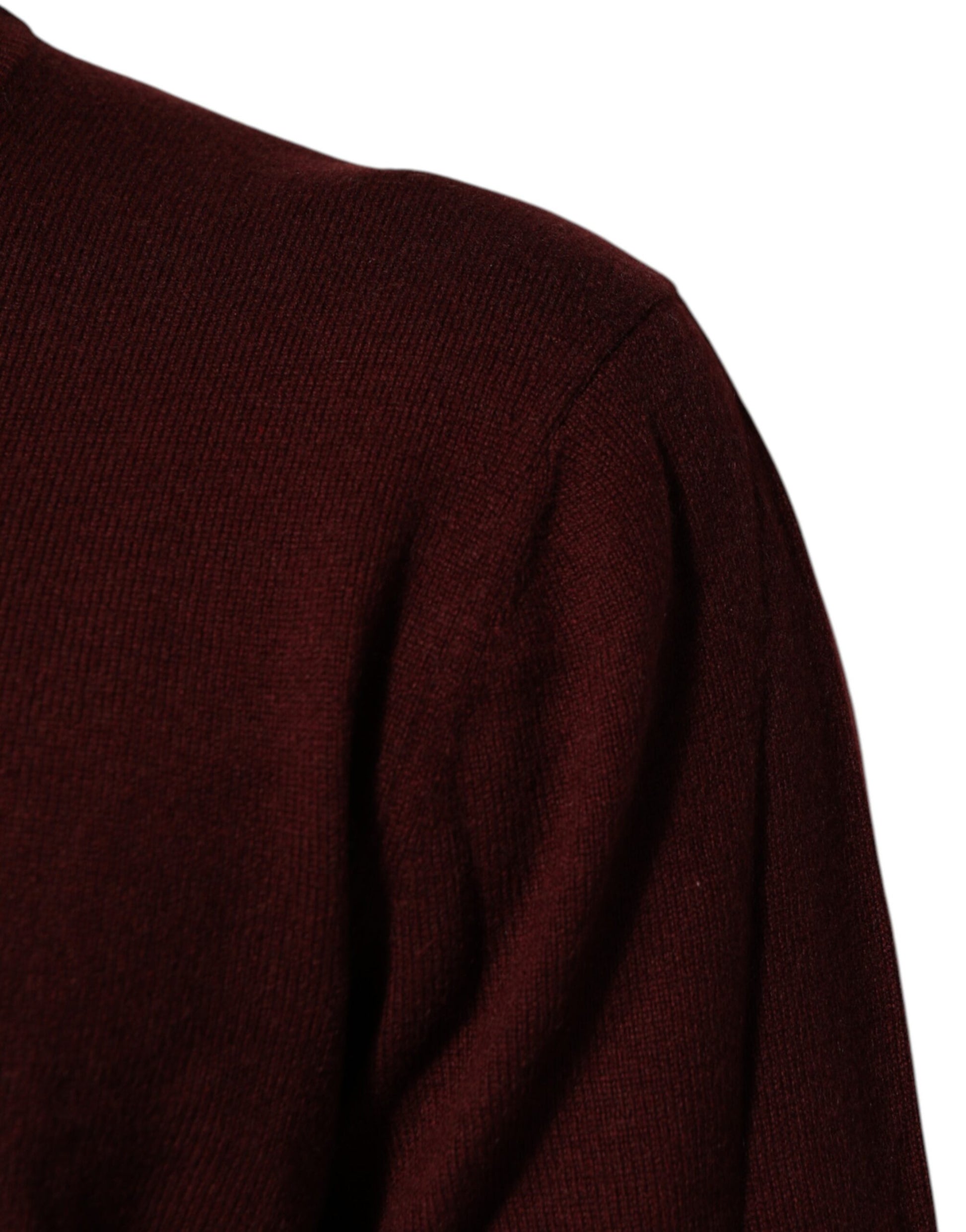Dolce & Gabbana Maroon Cashmere Crew Neck Pullover Sweater