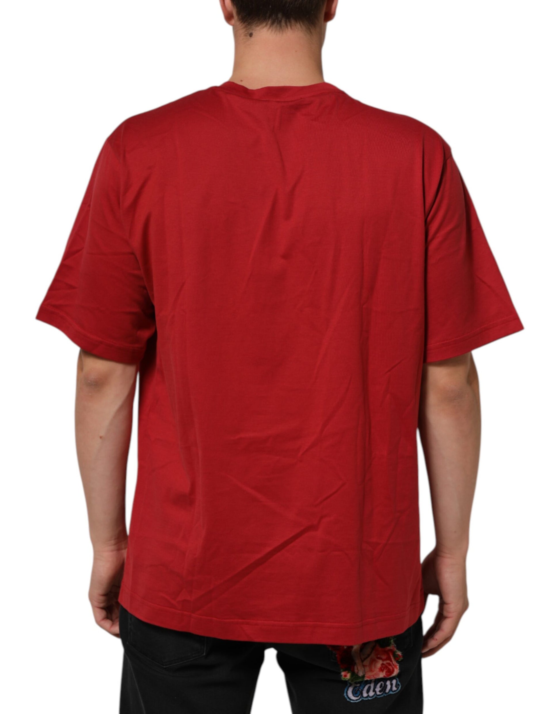 Dolce & Gabbana Red Logo Print Cotton Short Sleeve T-shirt