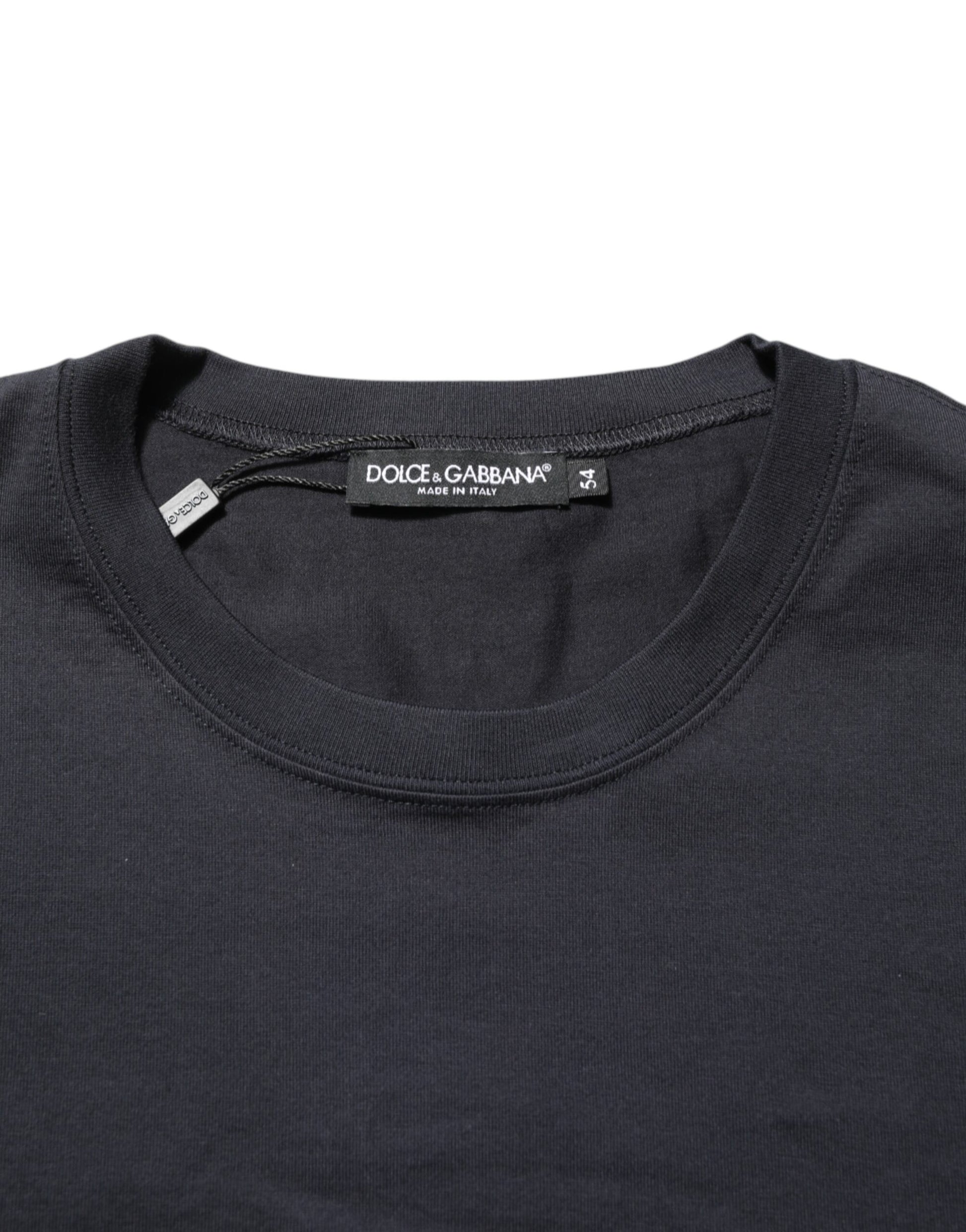 Dolce & Gabbana Black Logo Compass Cotton Crew Neck T-shirt