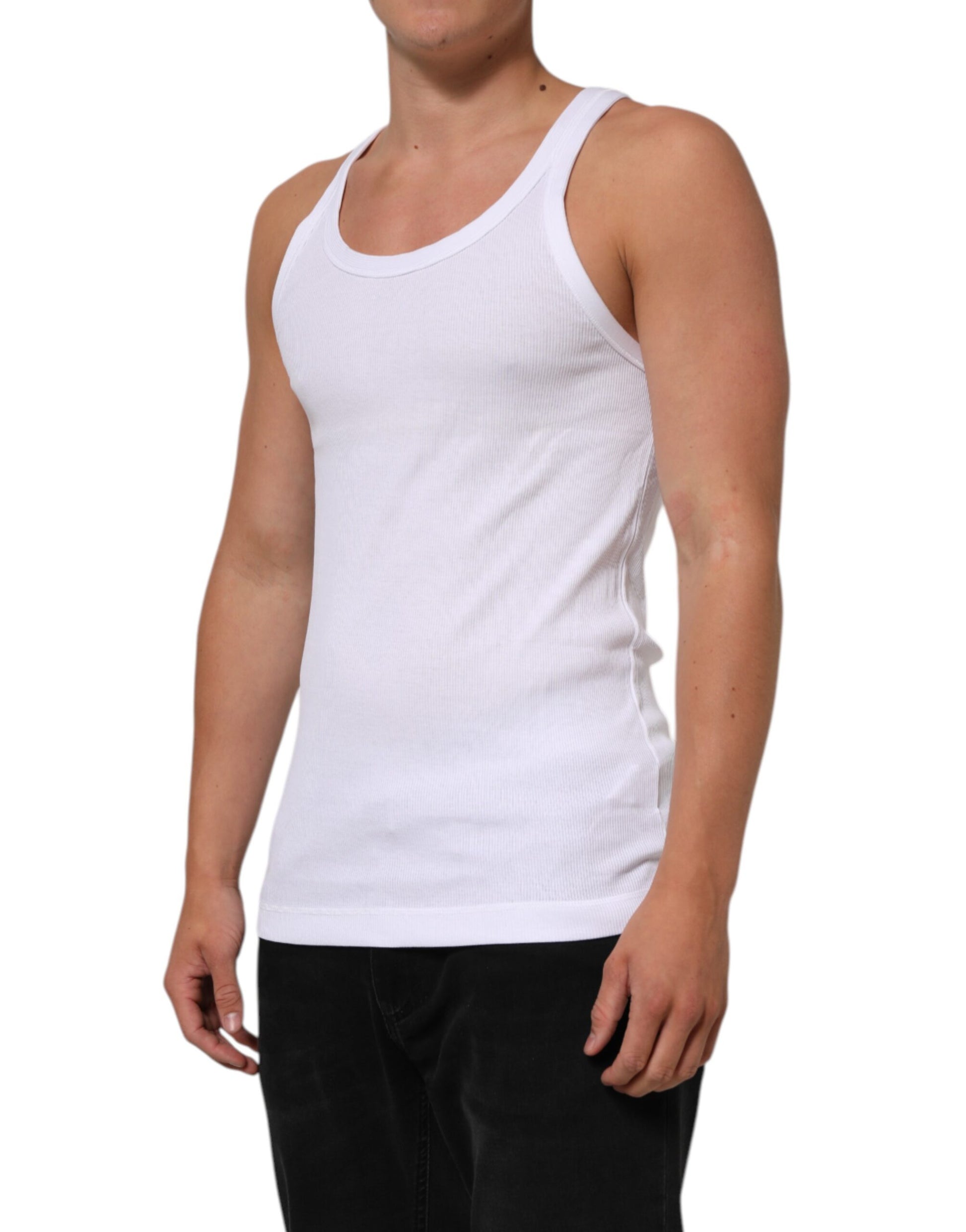 Dolce & Gabbana White Sleeveless Round Neck Tank Top T-shirt