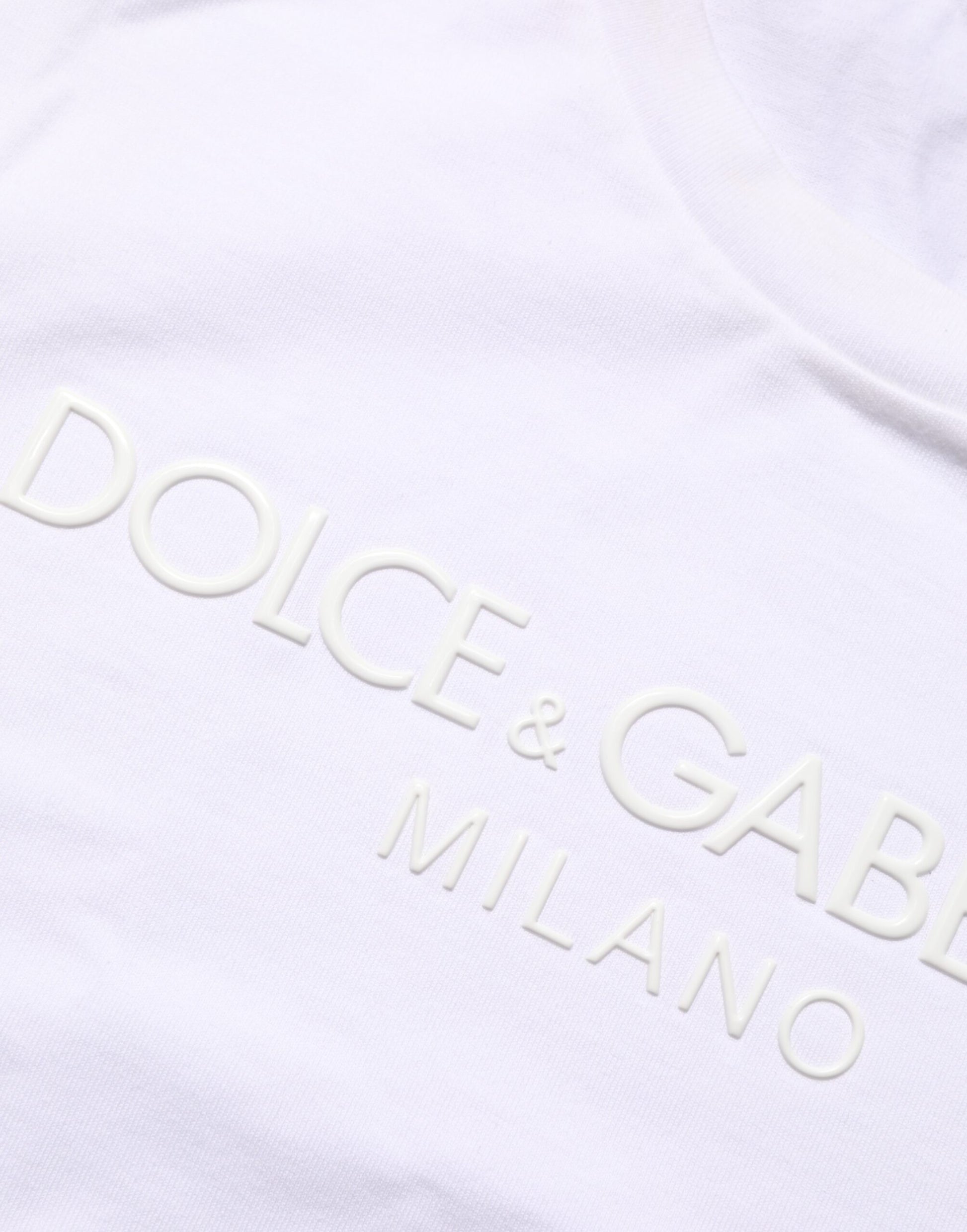Dolce & Gabbana White Cotton Crew Neck Short Sleeves T-shirt