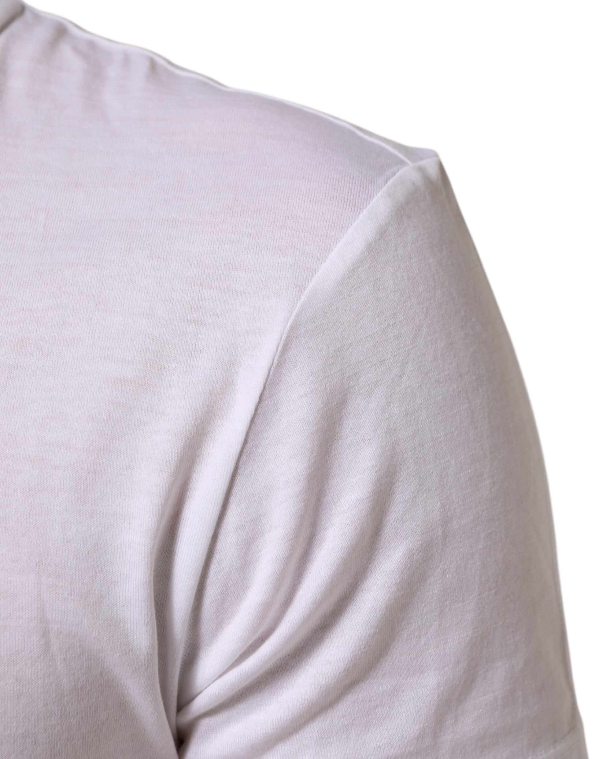 Dolce & Gabbana White Logo Print Cotton Men Crew Neck T-shirt
