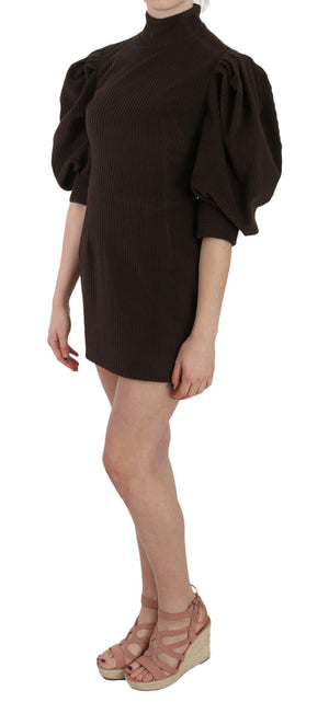 Braunes, figurbetontes Minikleid aus Cord und Baumwolle