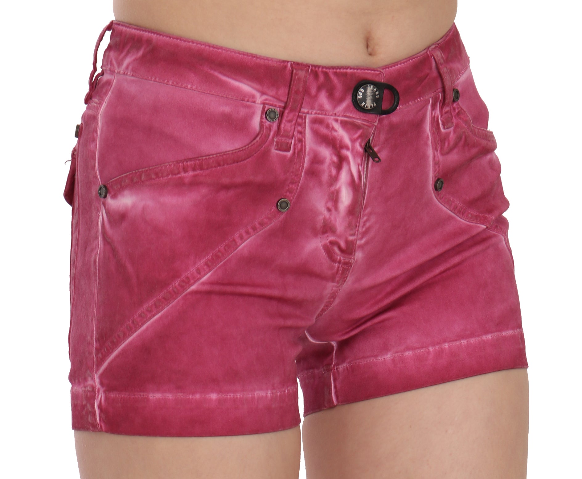 PLEIN SUD Pink Mid Waist Cotton Mini Denim Shorts