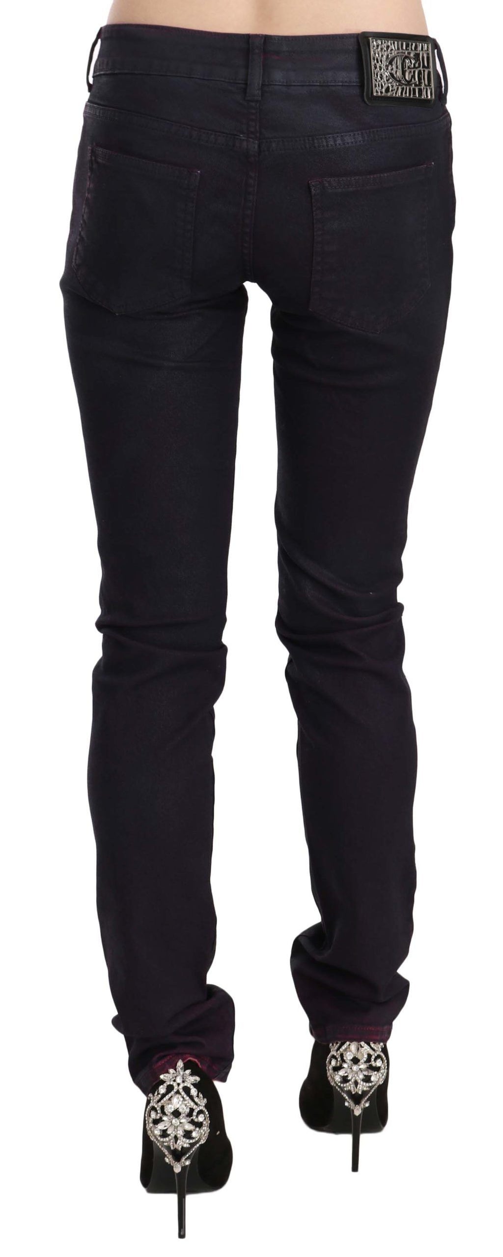 Schwarze Skinny-Jeans aus Baumwolle mit niedriger Taille
