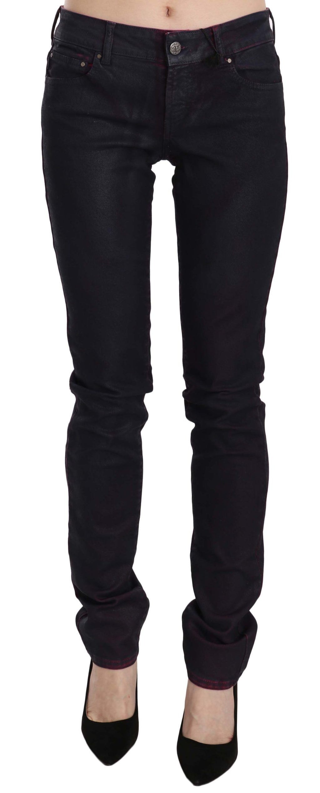 Schwarze Skinny-Jeans aus Baumwolle mit niedriger Taille
