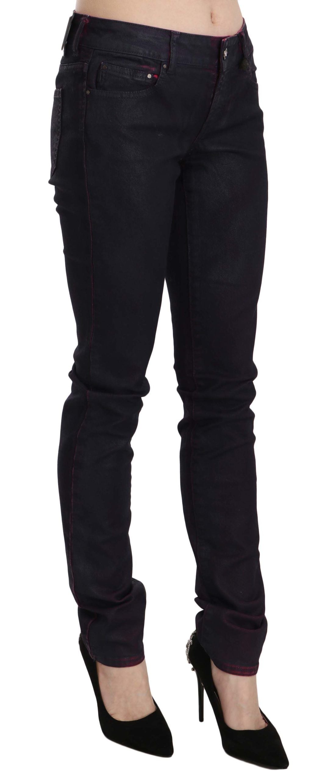 Schwarze Skinny-Jeans aus Baumwolle mit niedriger Taille