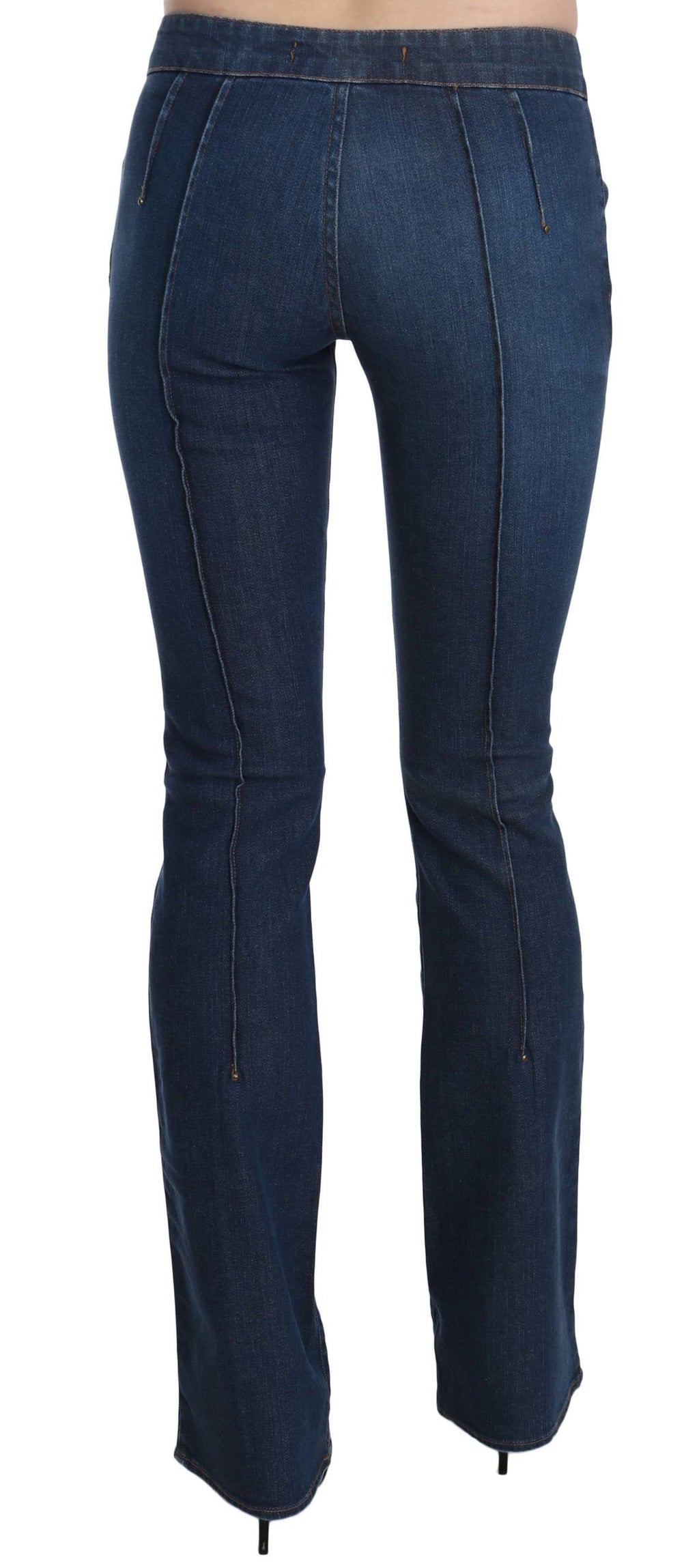 Blaue Bootcut-Jeans mit niedriger Taille