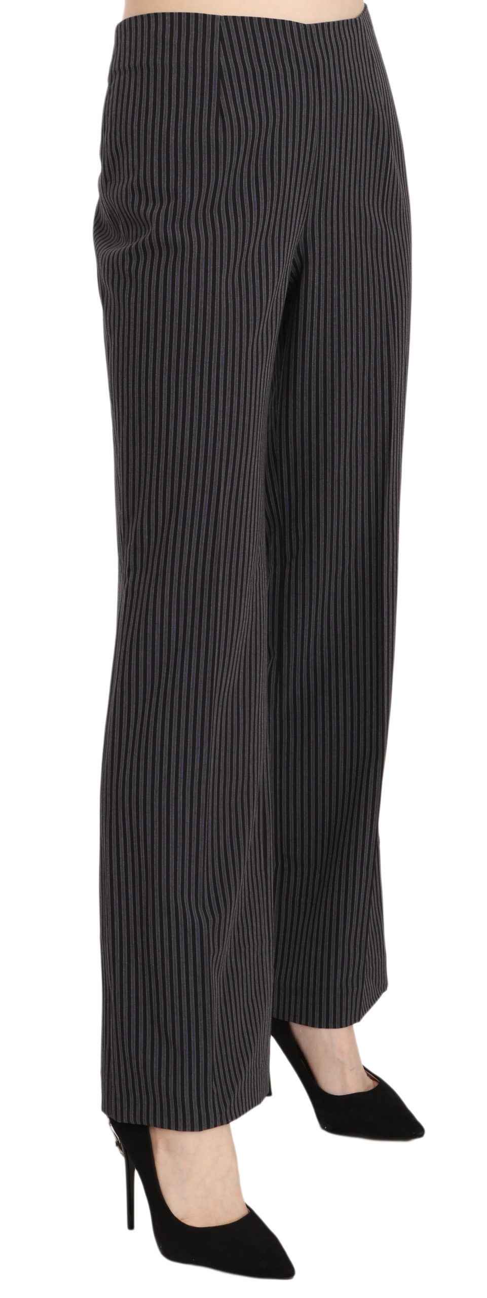 Schwarze gestreifte Baumwoll-Stretch-Anzughose