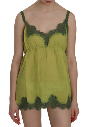 Grüne Spaghettiträger-Tanktop-Bluse aus Spitze