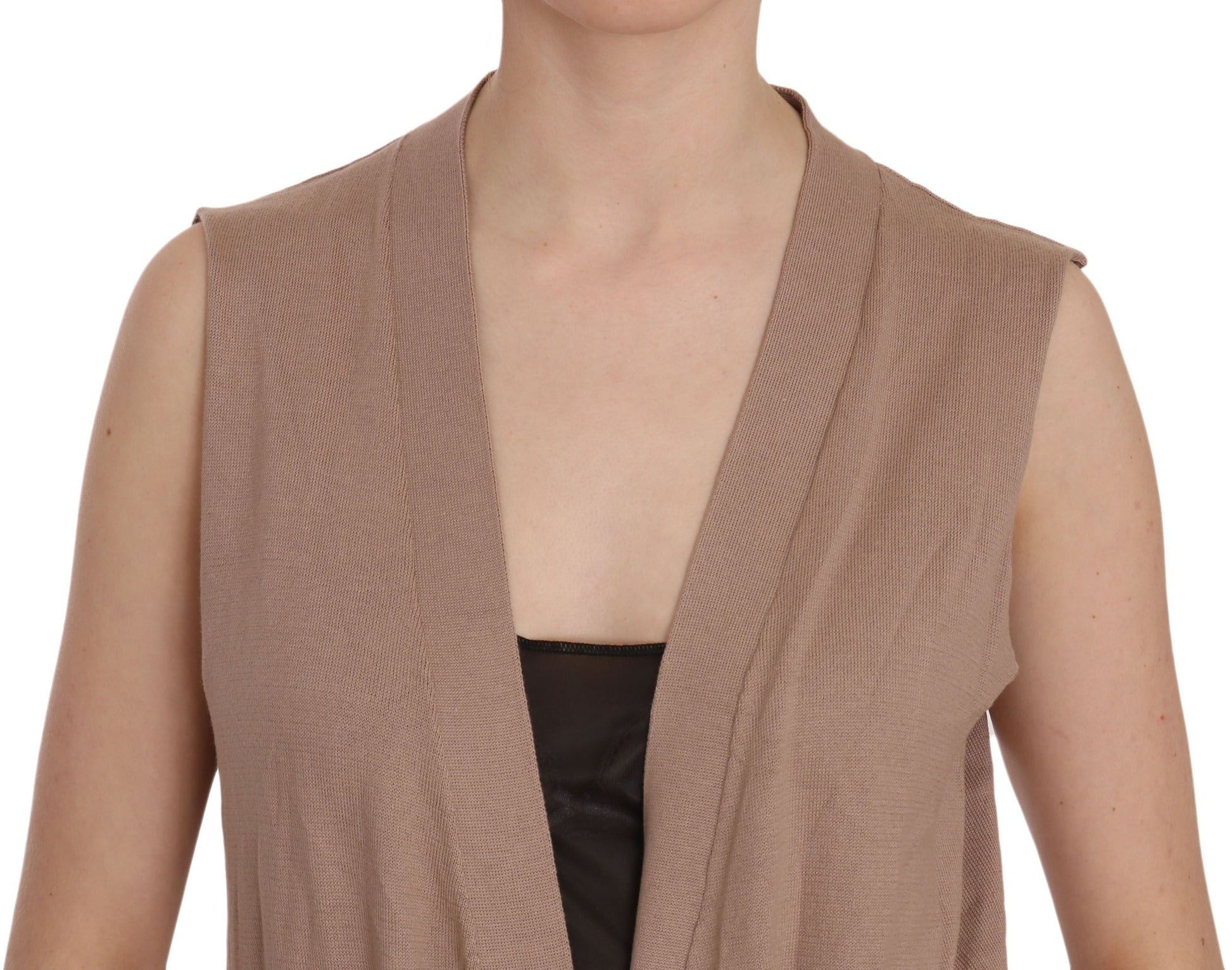 Braune Weste aus 100 % Baumwolle mit ärmellosem Cardigan