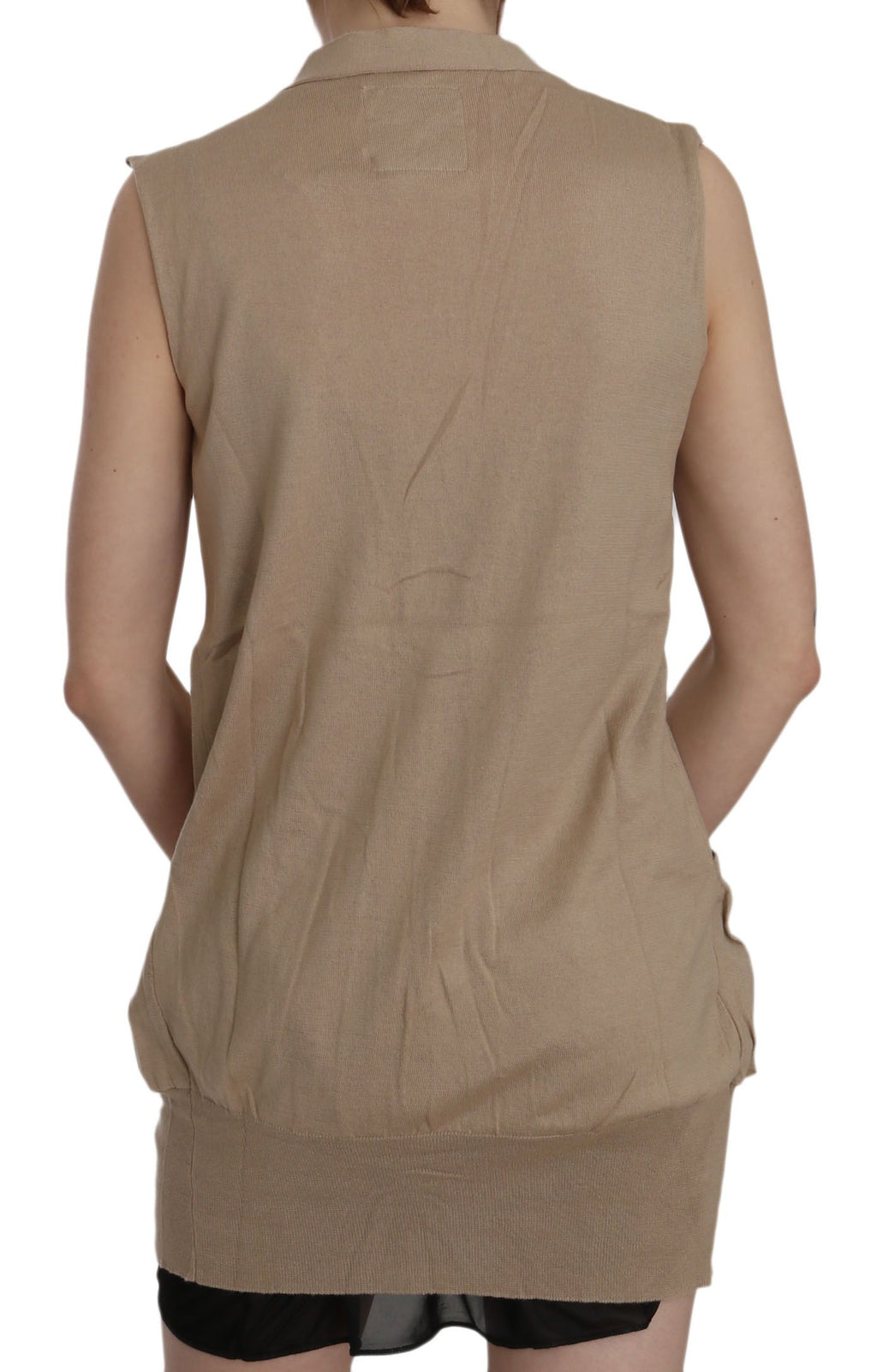 Braune Weste aus 100 % Baumwolle mit ärmellosem Cardigan