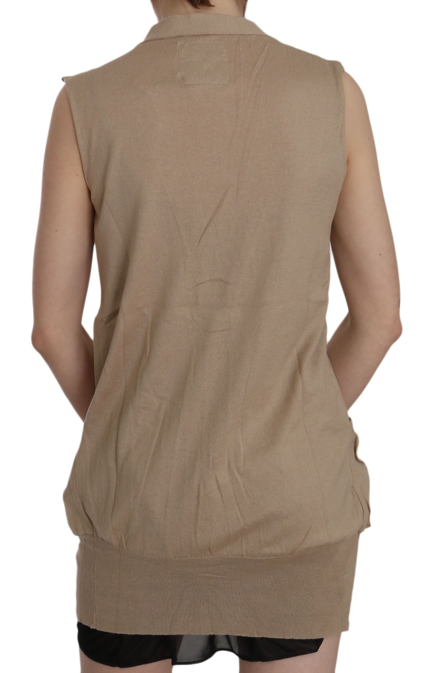 Braune Weste aus 100 % Baumwolle mit ärmellosem Cardigan