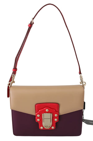 Lila Beige Rot Leder Crossbody Handtasche