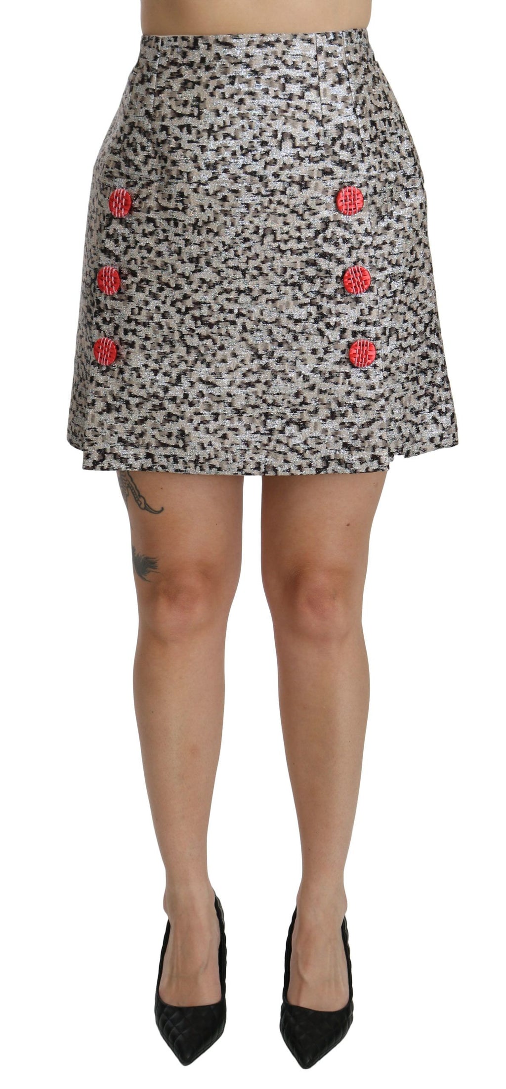 Silberner A-Linien-Rock mit hoher Taille