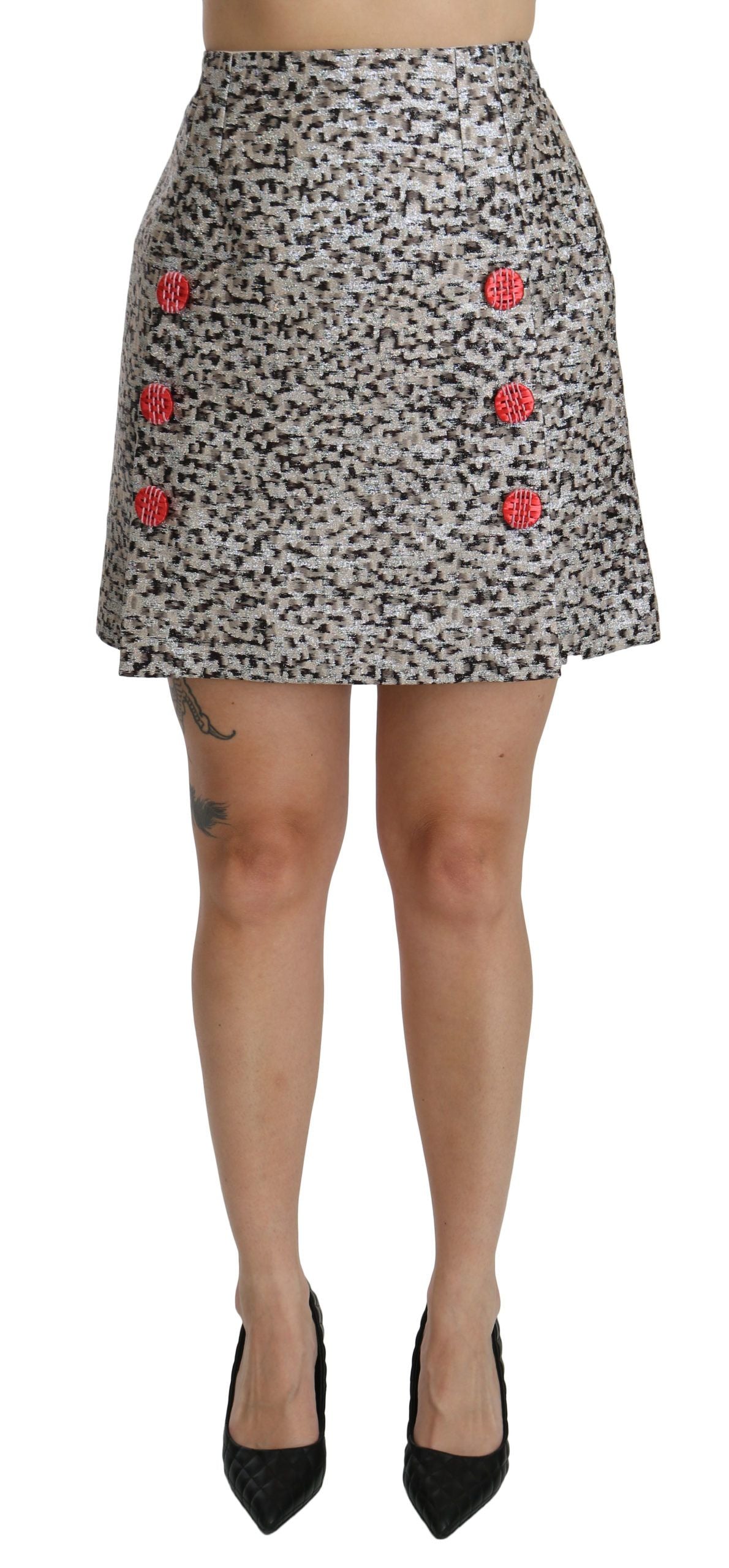 Silberner A-Linien-Rock mit hoher Taille