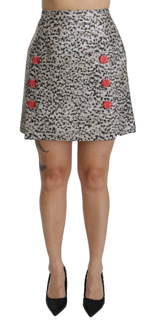 Silberner A-Linien-Rock mit hoher Taille