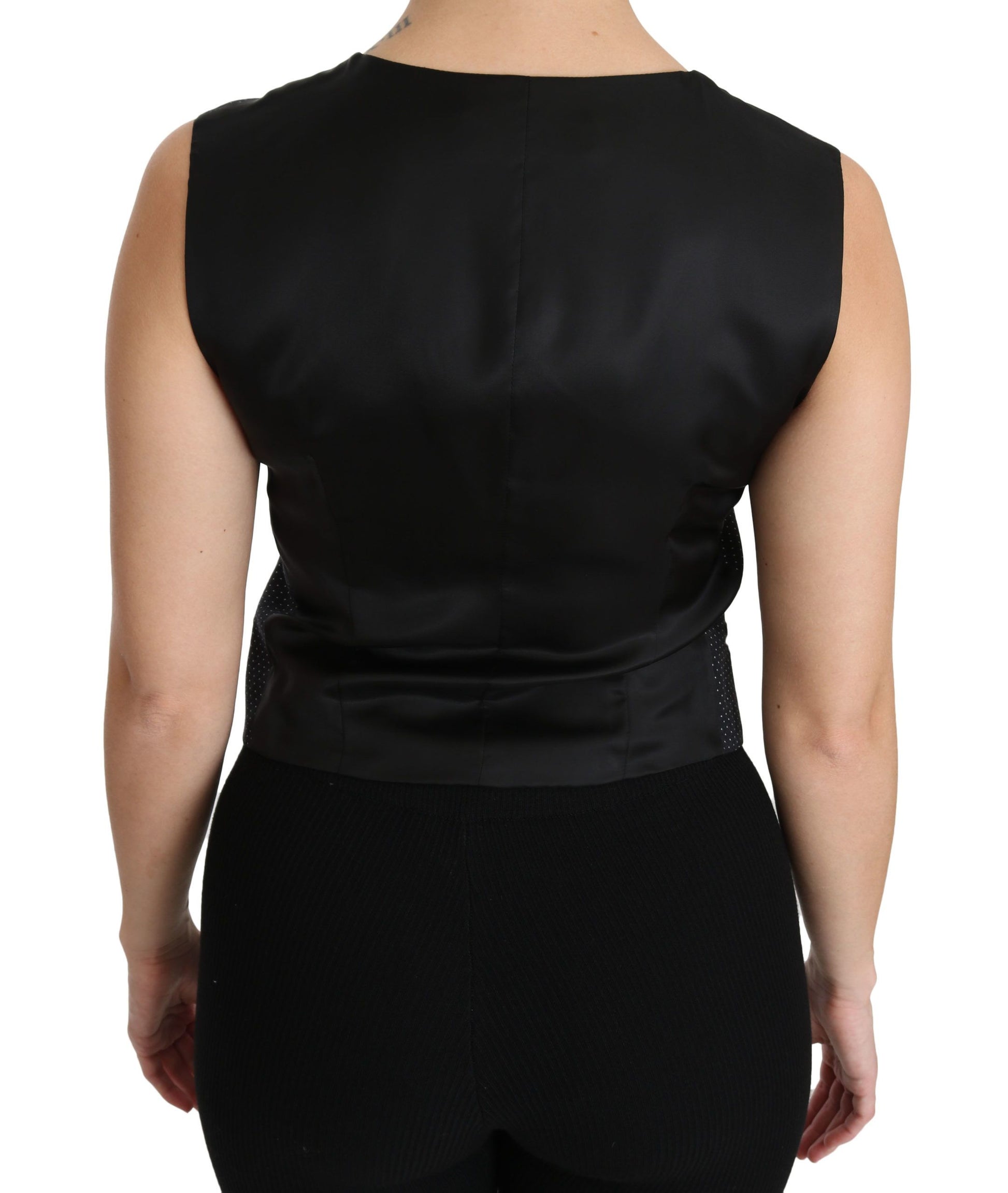 Schwarze gepunktete Weste Weste Bluse Top