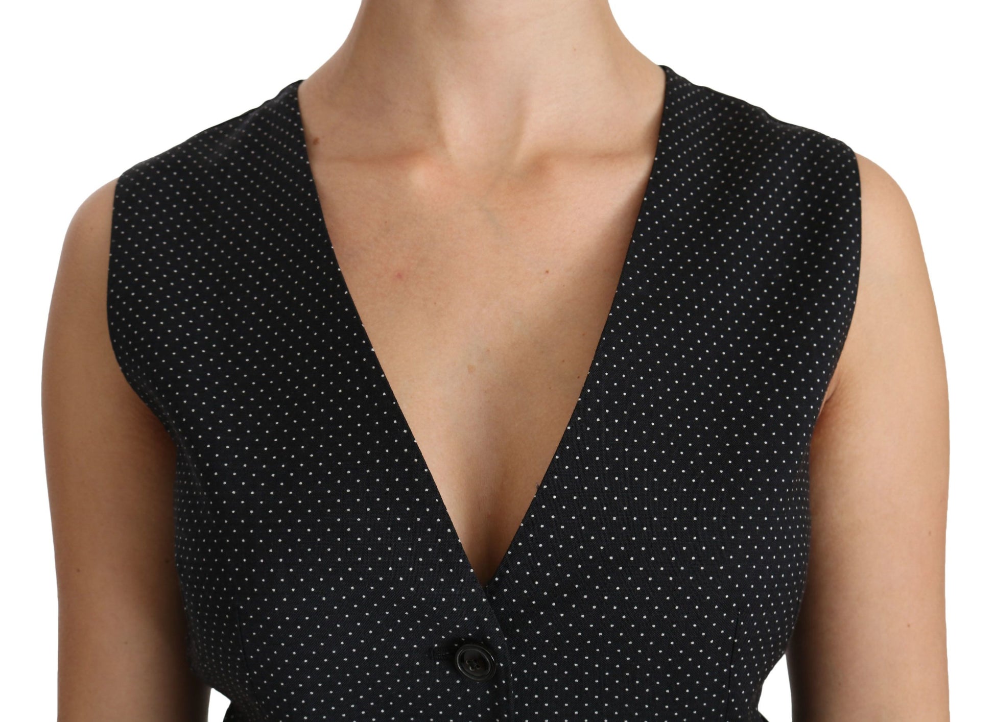 Schwarze gepunktete Weste Weste Bluse Top