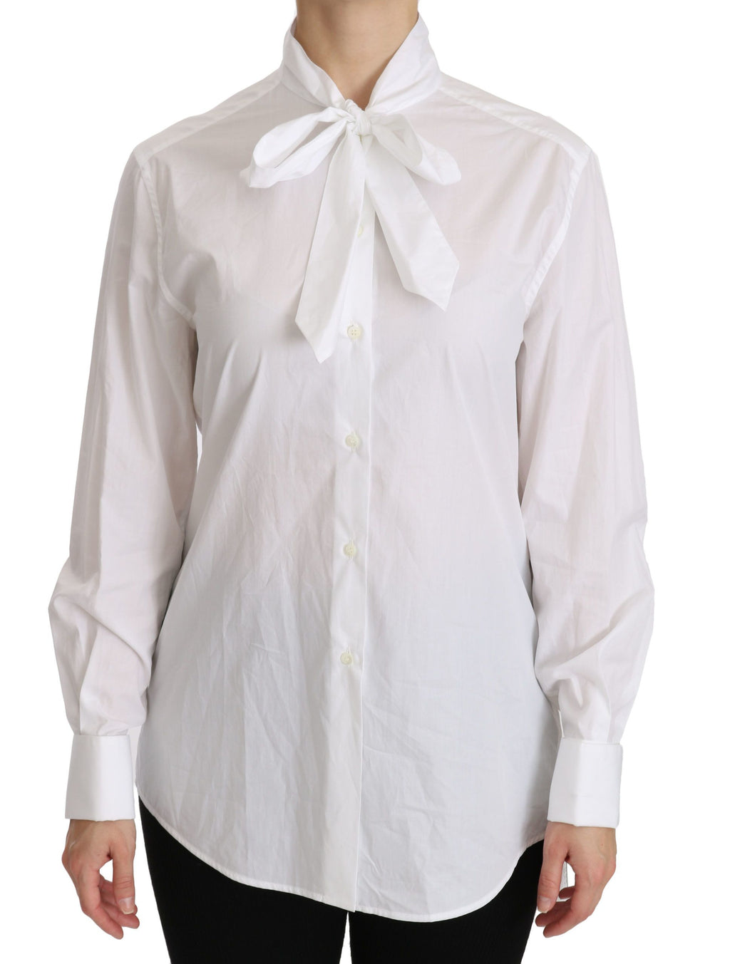 Weißes Poloshirt mit Rollkragen und langen Ärmeln