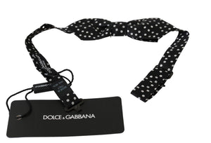 Schwarze Polka Dots Herren Krawatte Papillon 100% Seide Fliege