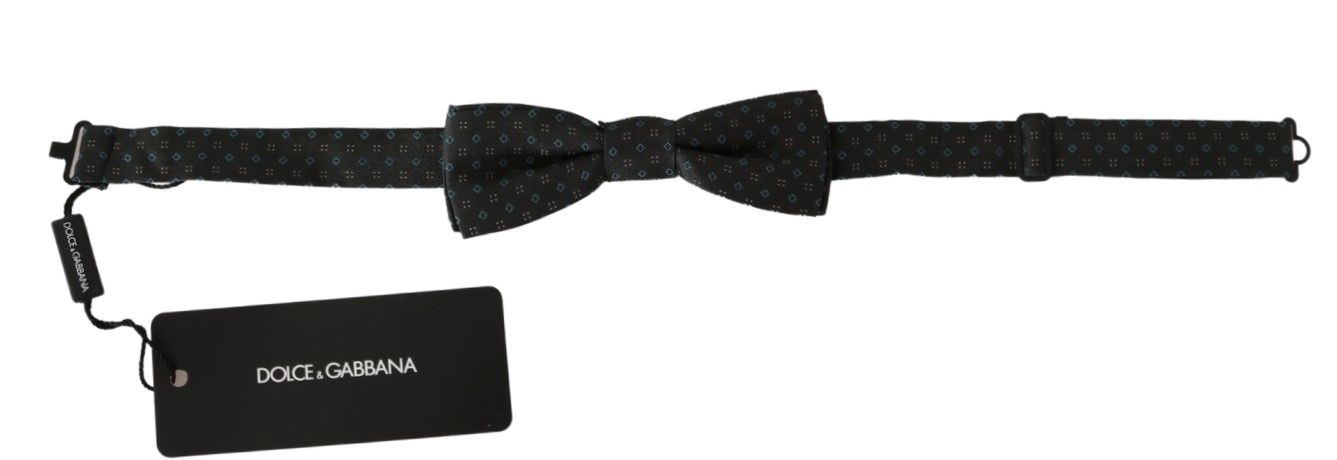 Grau gemusterte Herrenkrawatte Papillon 100% Seide Fliege
