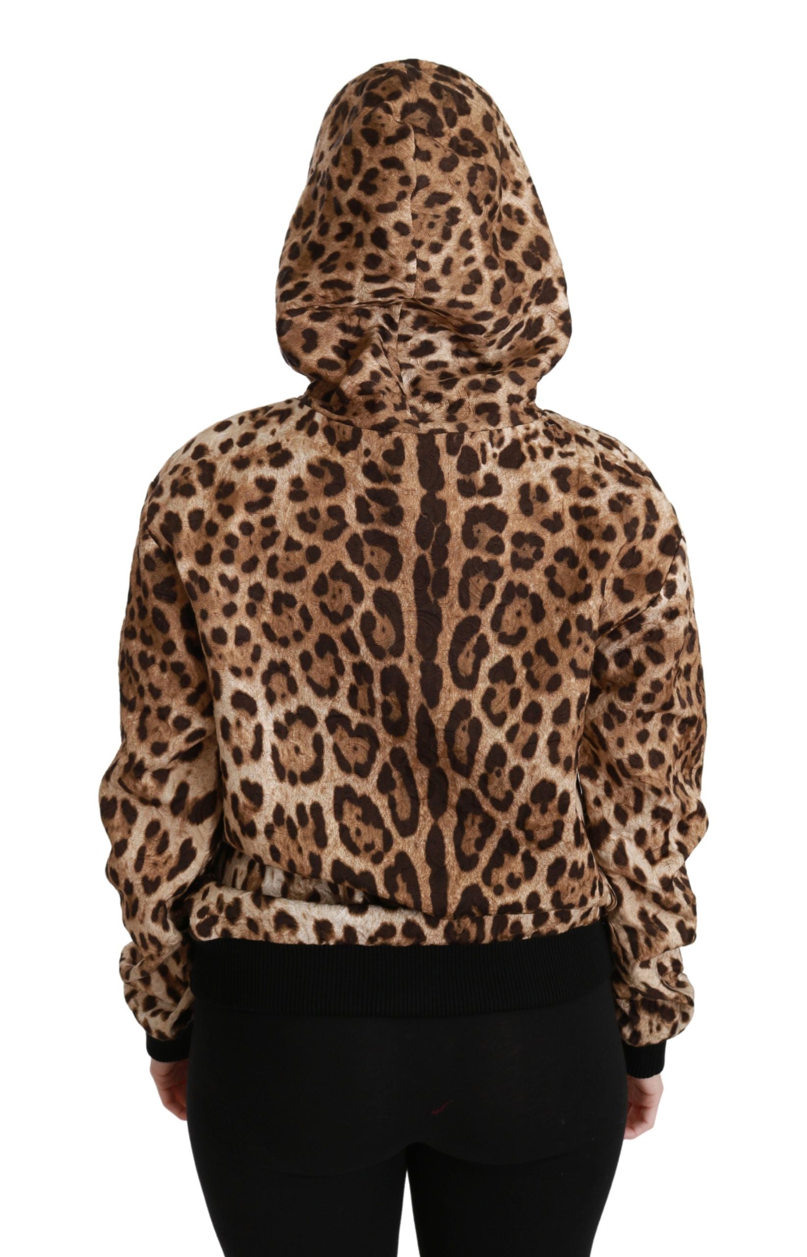 Brauner Ayers-Pullover mit Leopardenmuster und Kapuze
