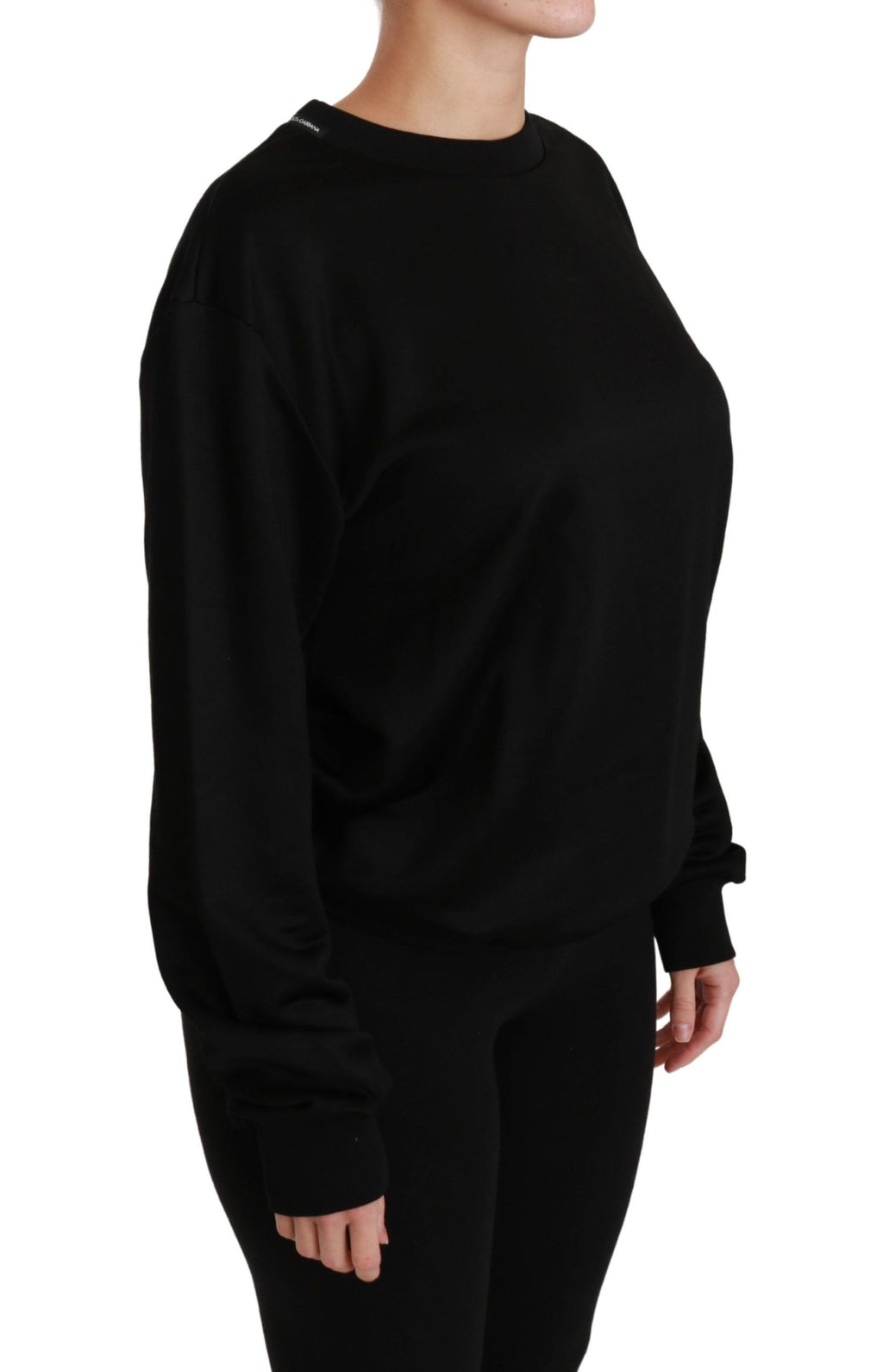 Schwarzer Pullover mit Rundhalsausschnitt aus Baumwolle