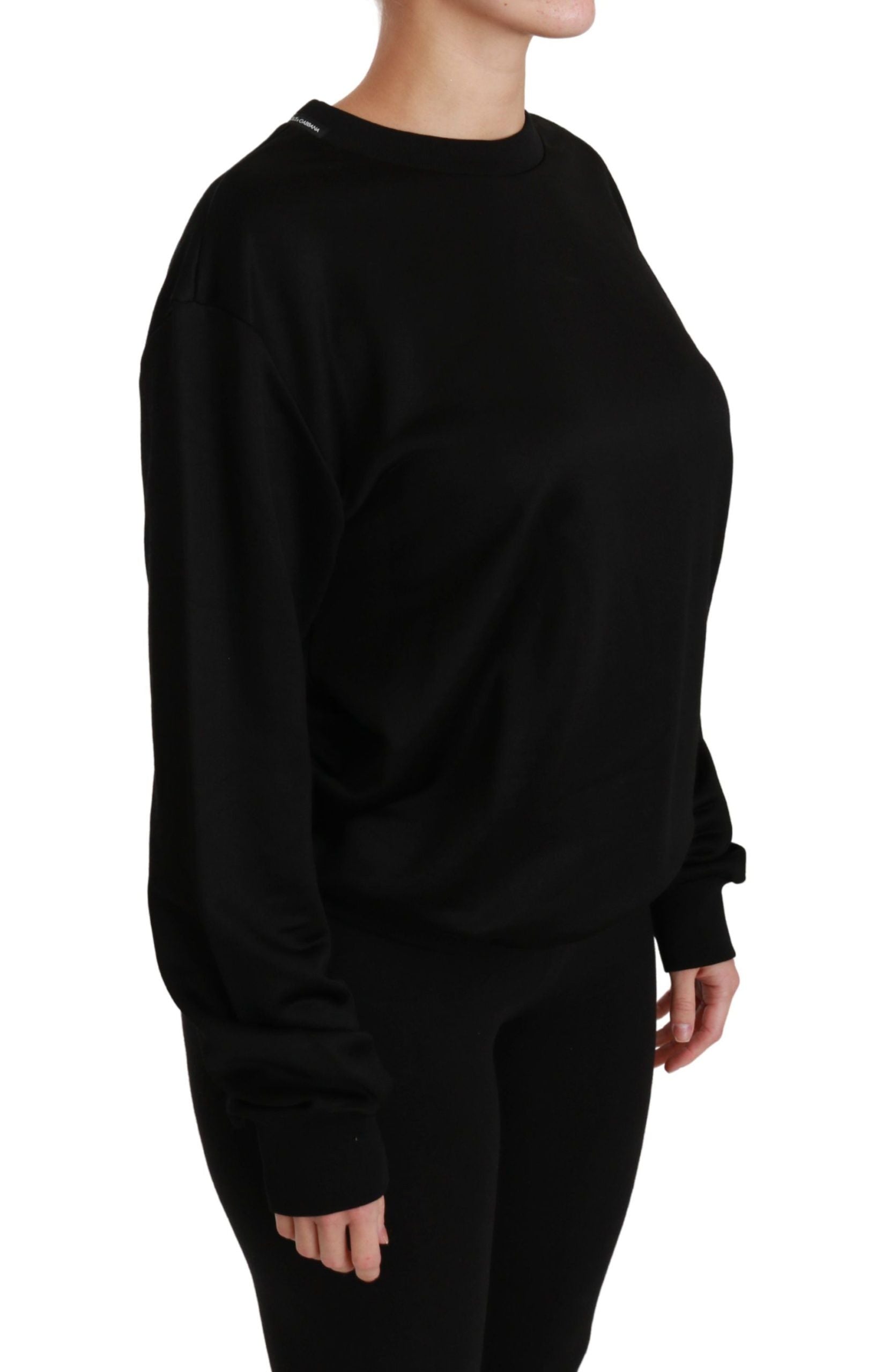 Schwarzer Pullover mit Rundhalsausschnitt aus Baumwolle