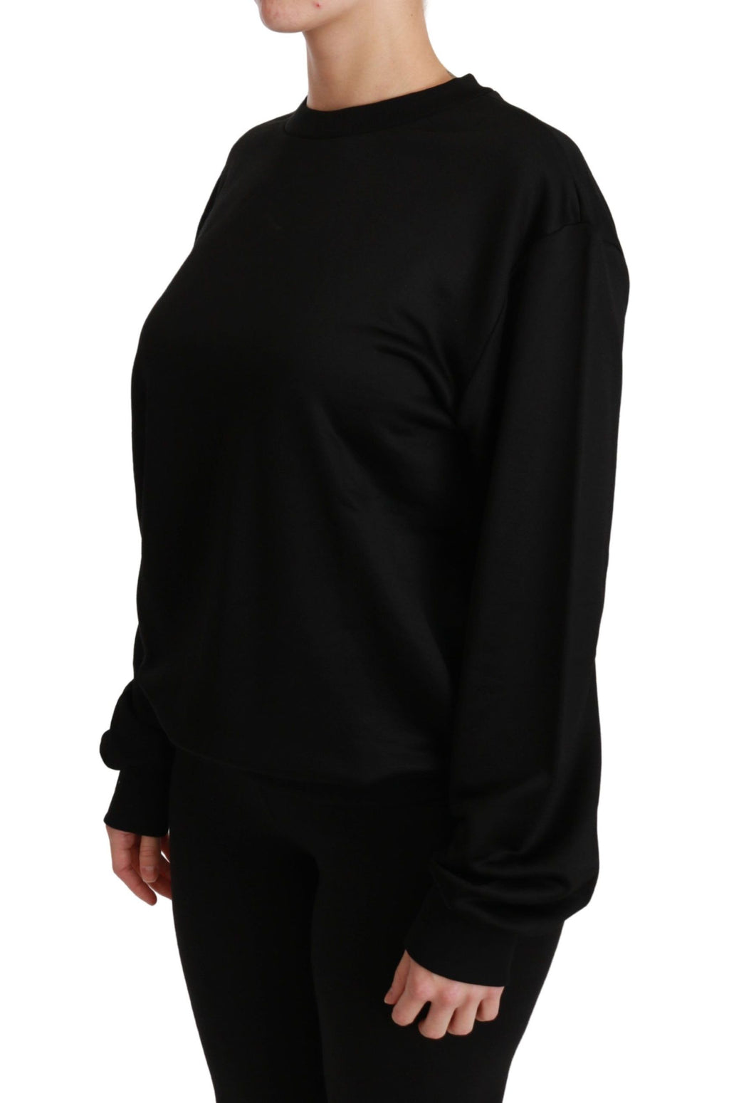 Schwarzer Pullover mit Rundhalsausschnitt aus Baumwolle