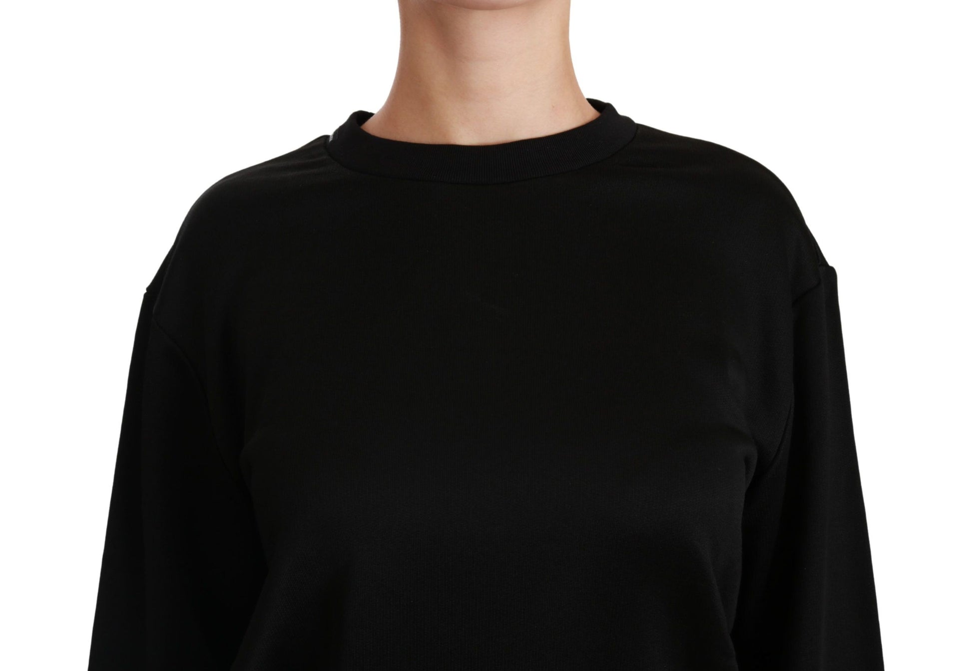 Schwarzer Pullover mit Rundhalsausschnitt aus Baumwolle