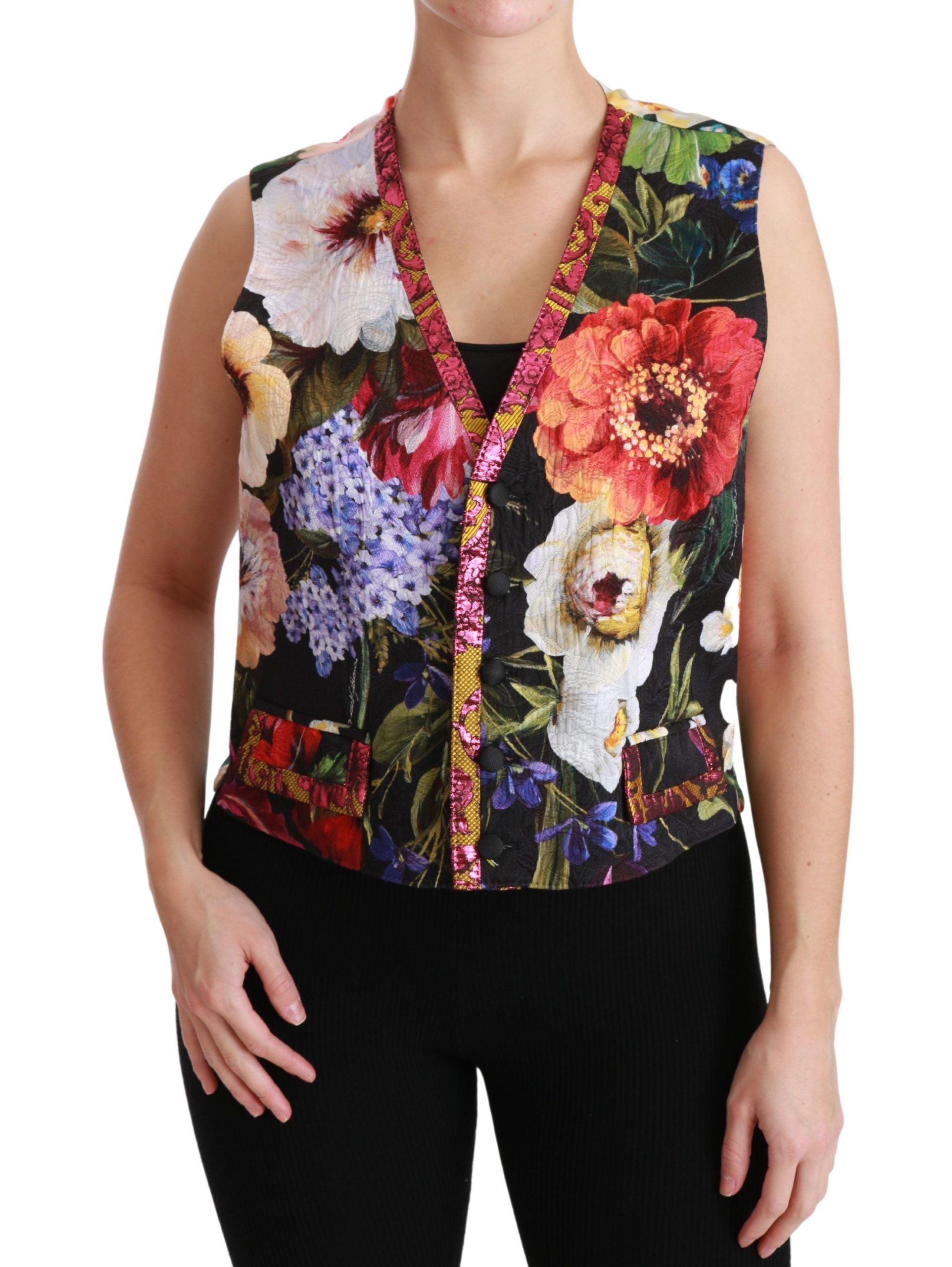 Mehrfarbige ärmellose Weste mit Blumenmuster