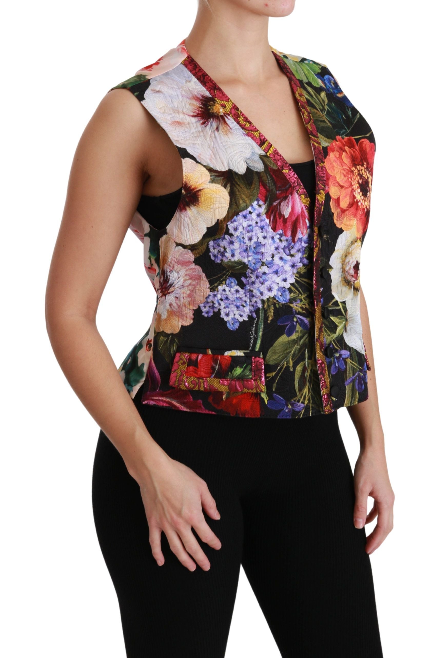 Mehrfarbige ärmellose Weste mit Blumenmuster